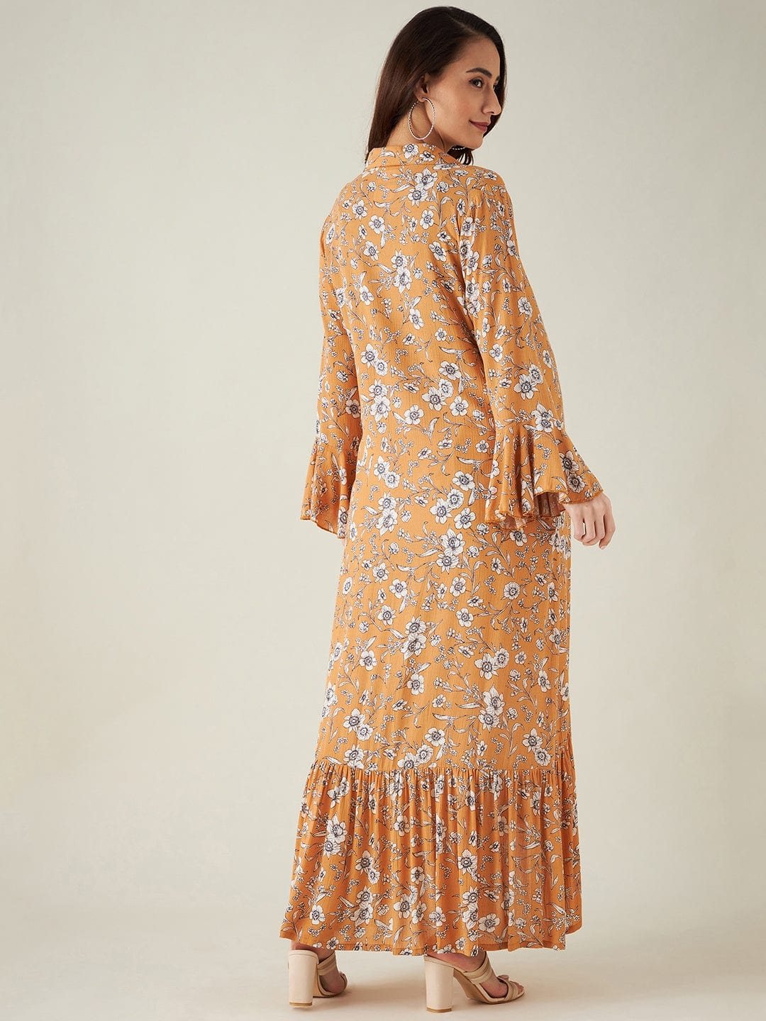 The Kaftan Company Dresses Mustard Floral Print Maternity dress