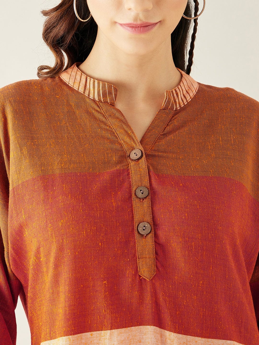 The Kaftan Company Dresses Orange and Peach Straight Cut Knee Length Dress