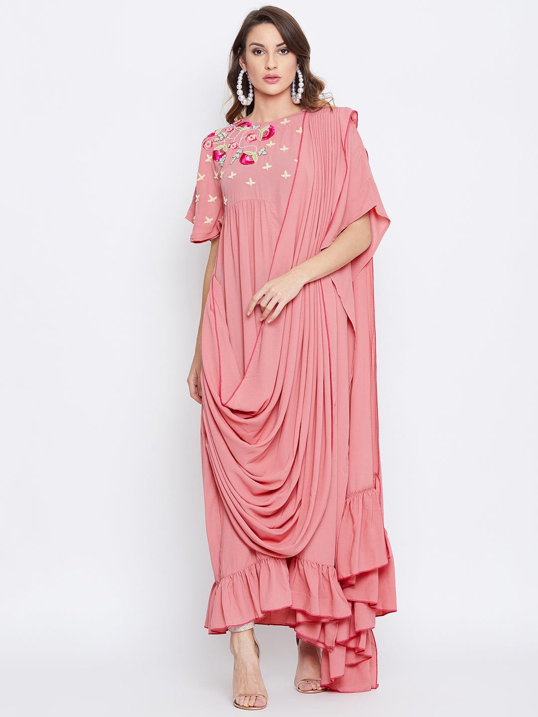 The Kaftan Company Dresses Pink Blush Embellished Draped Kaftan (Final Sale)