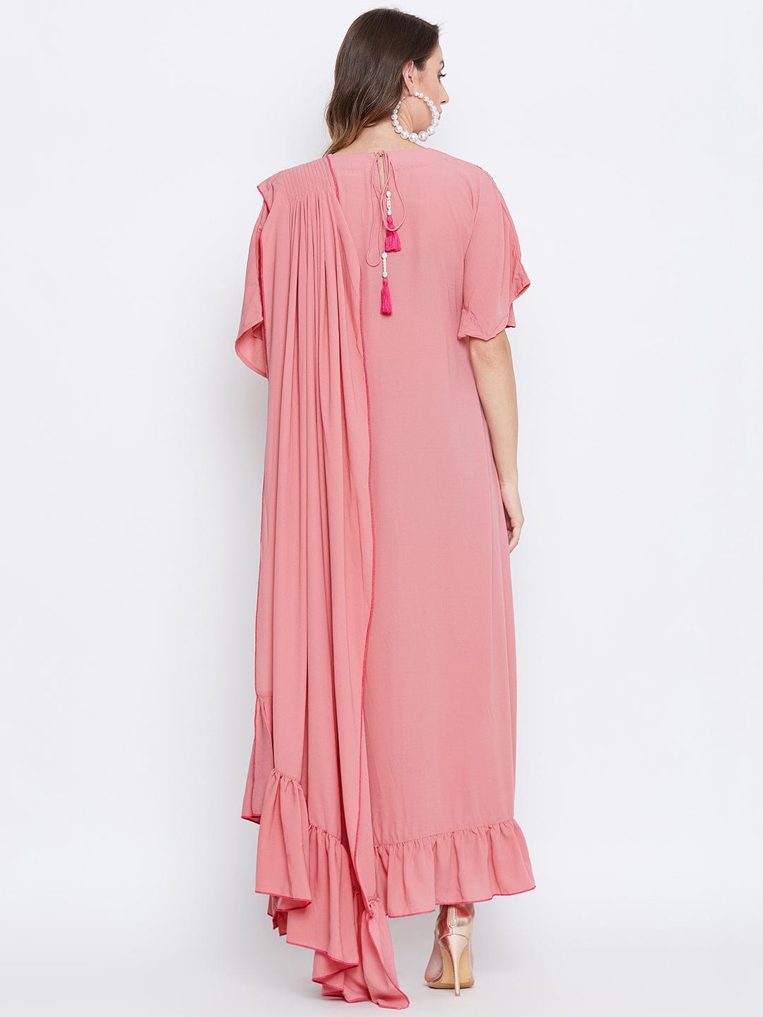 The Kaftan Company Dresses Pink Blush Embellished Draped Kaftan (Final Sale)