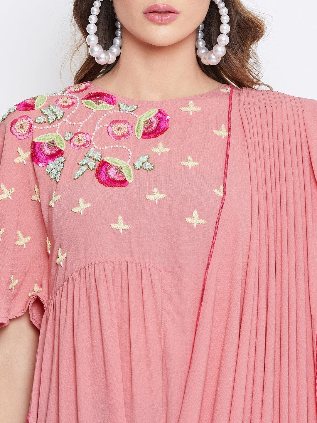 The Kaftan Company Dresses Pink Blush Embellished Draped Kaftan (Final Sale)