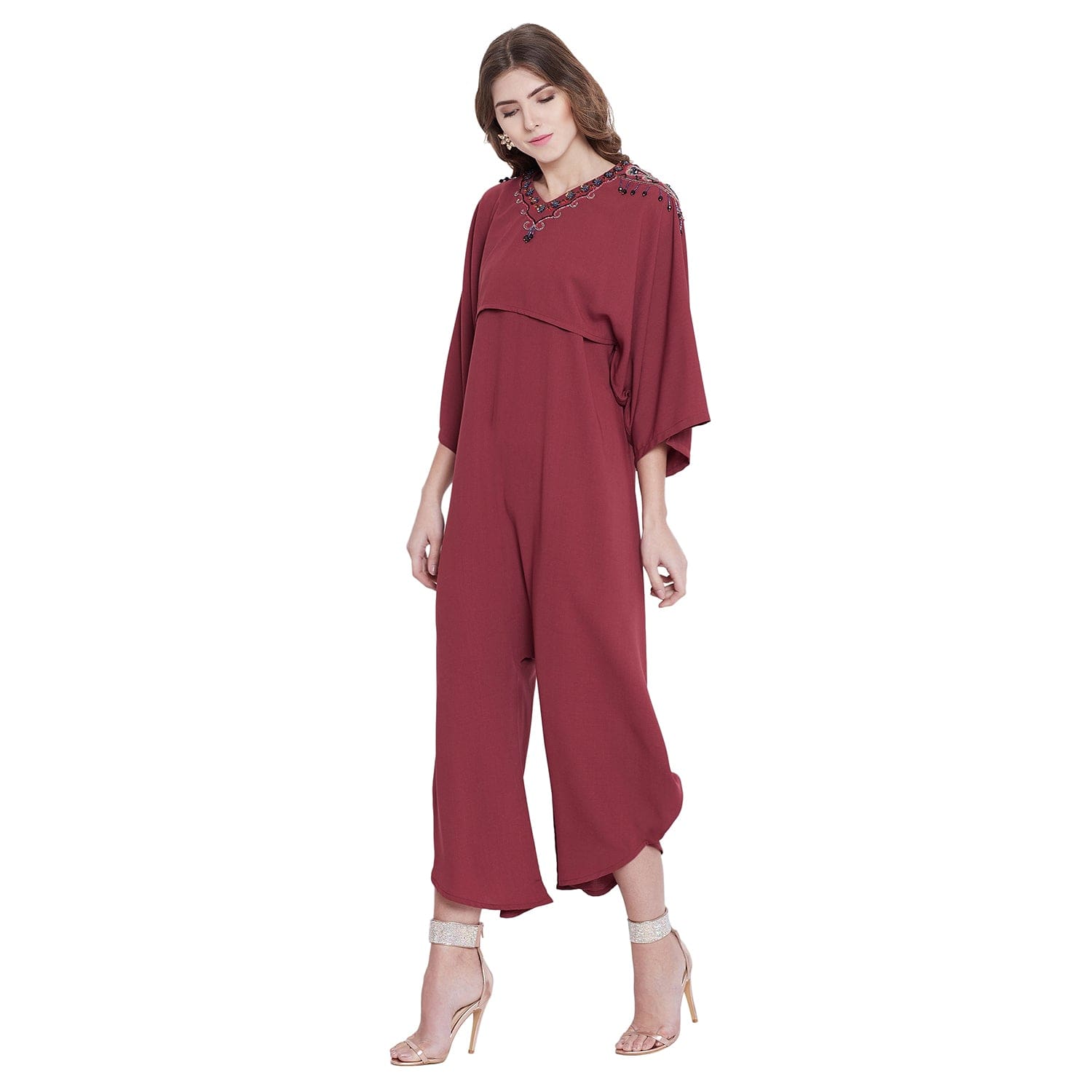 The Kaftan Company Dresses Playful Cupid Jumpsuit with Embellished Cape - (Clearance - Final Sale)