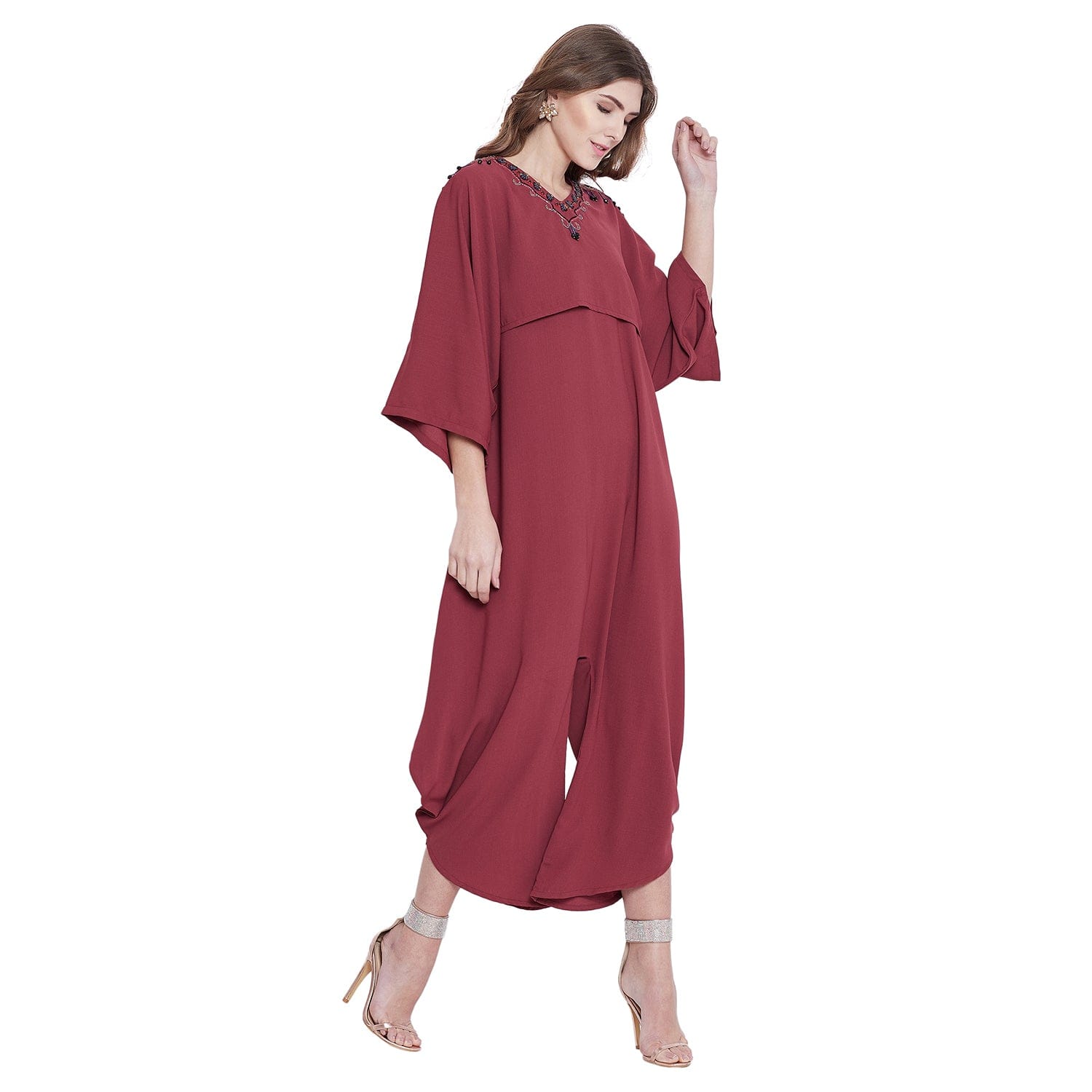 The Kaftan Company Dresses Playful Cupid Jumpsuit with Embellished Cape - (Clearance - Final Sale)