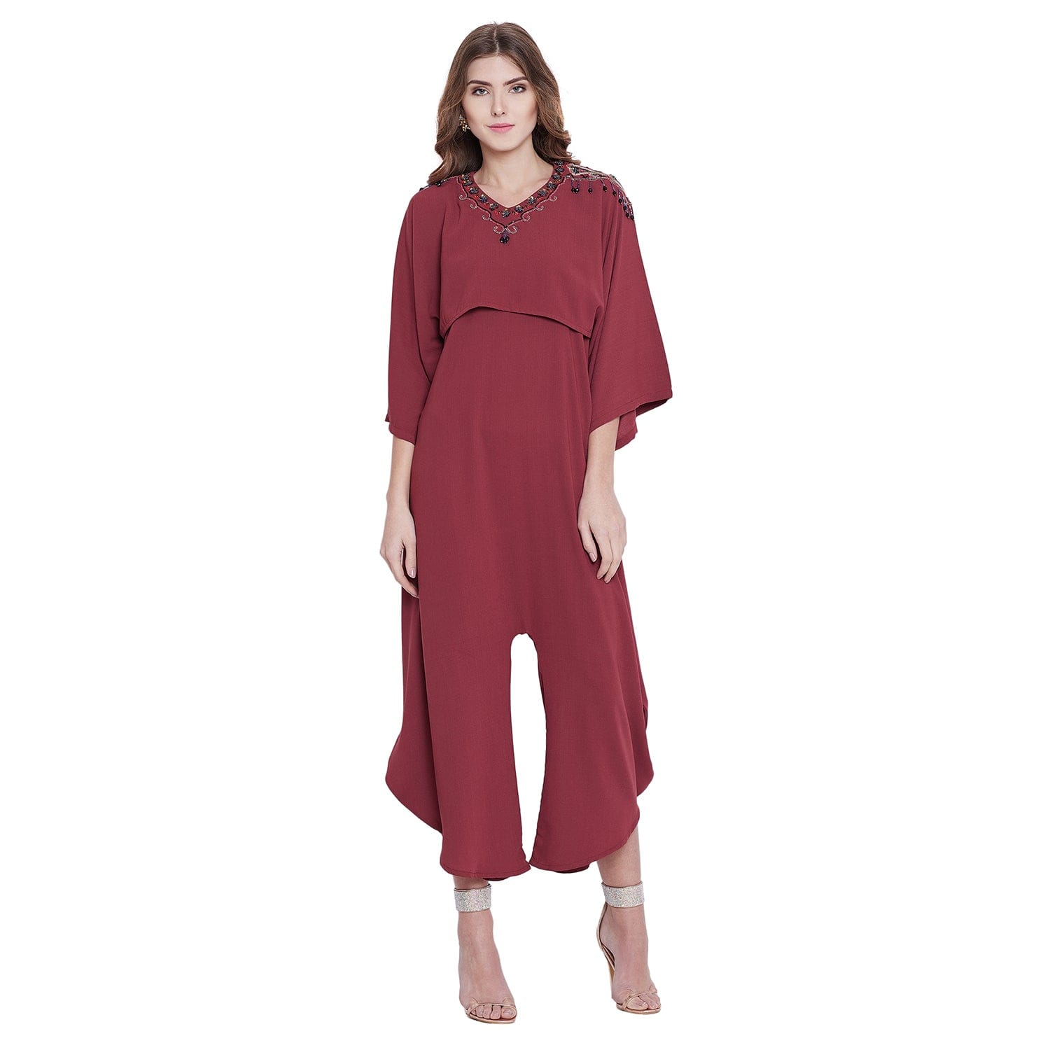 The Kaftan Company Dresses Playful Cupid Jumpsuit with Embellished Cape - (Clearance - Final Sale)