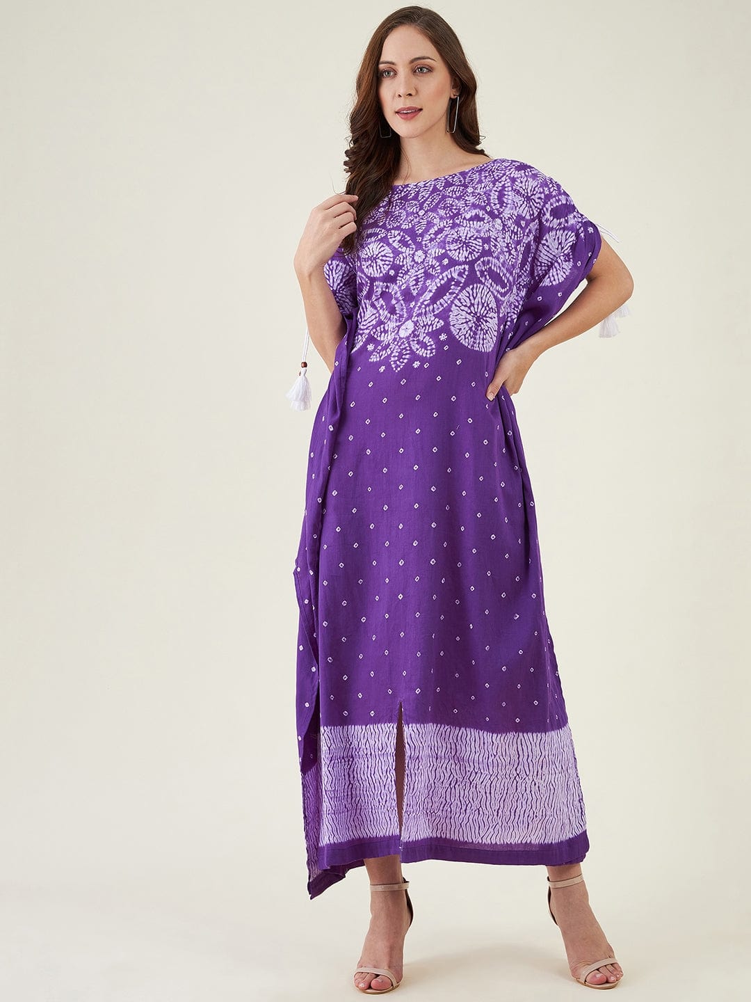 The Kaftan Company Dresses Purple Flora Shibori Tie dye Kaftan Dress