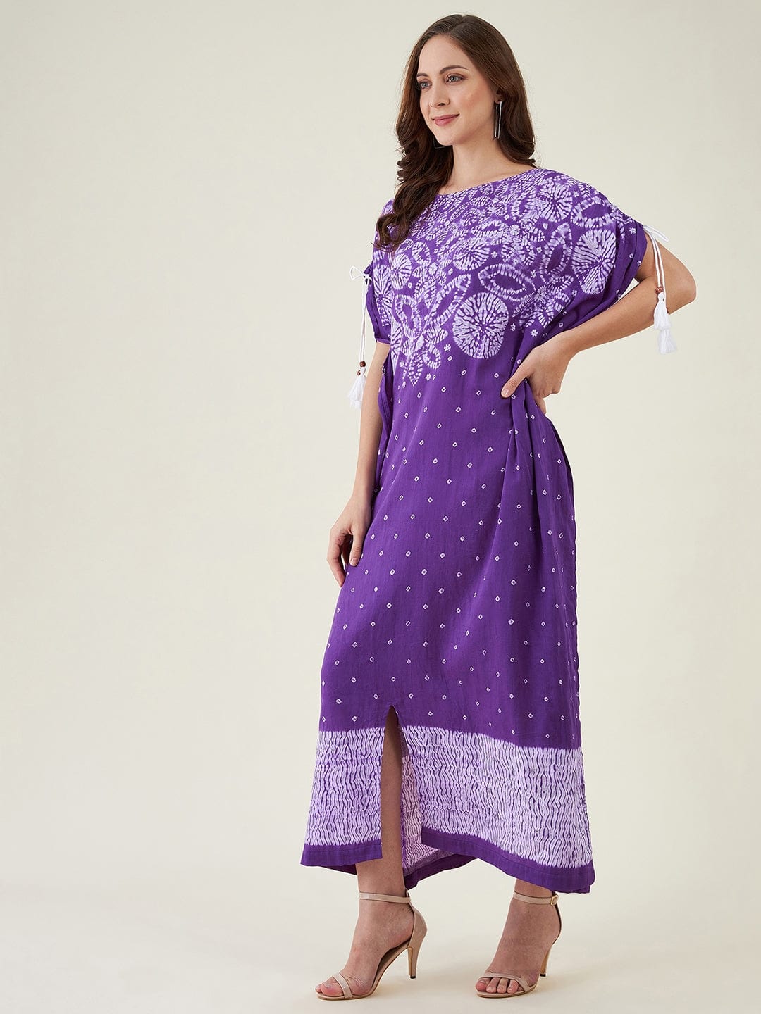 The Kaftan Company Dresses Purple Flora Shibori Tie dye Kaftan Dress