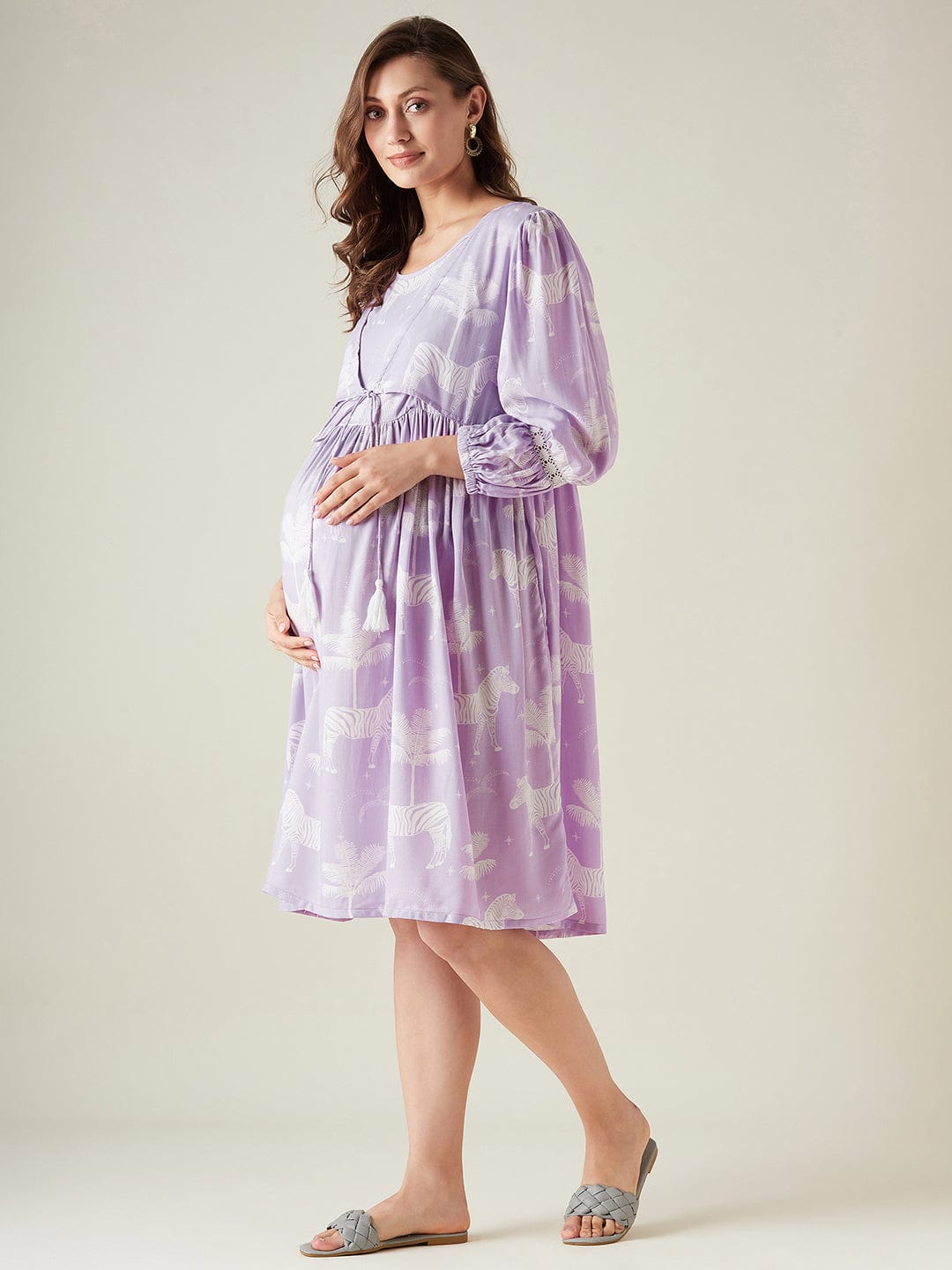 The Kaftan Company Dresses Purple zebras maternity and feeding dress