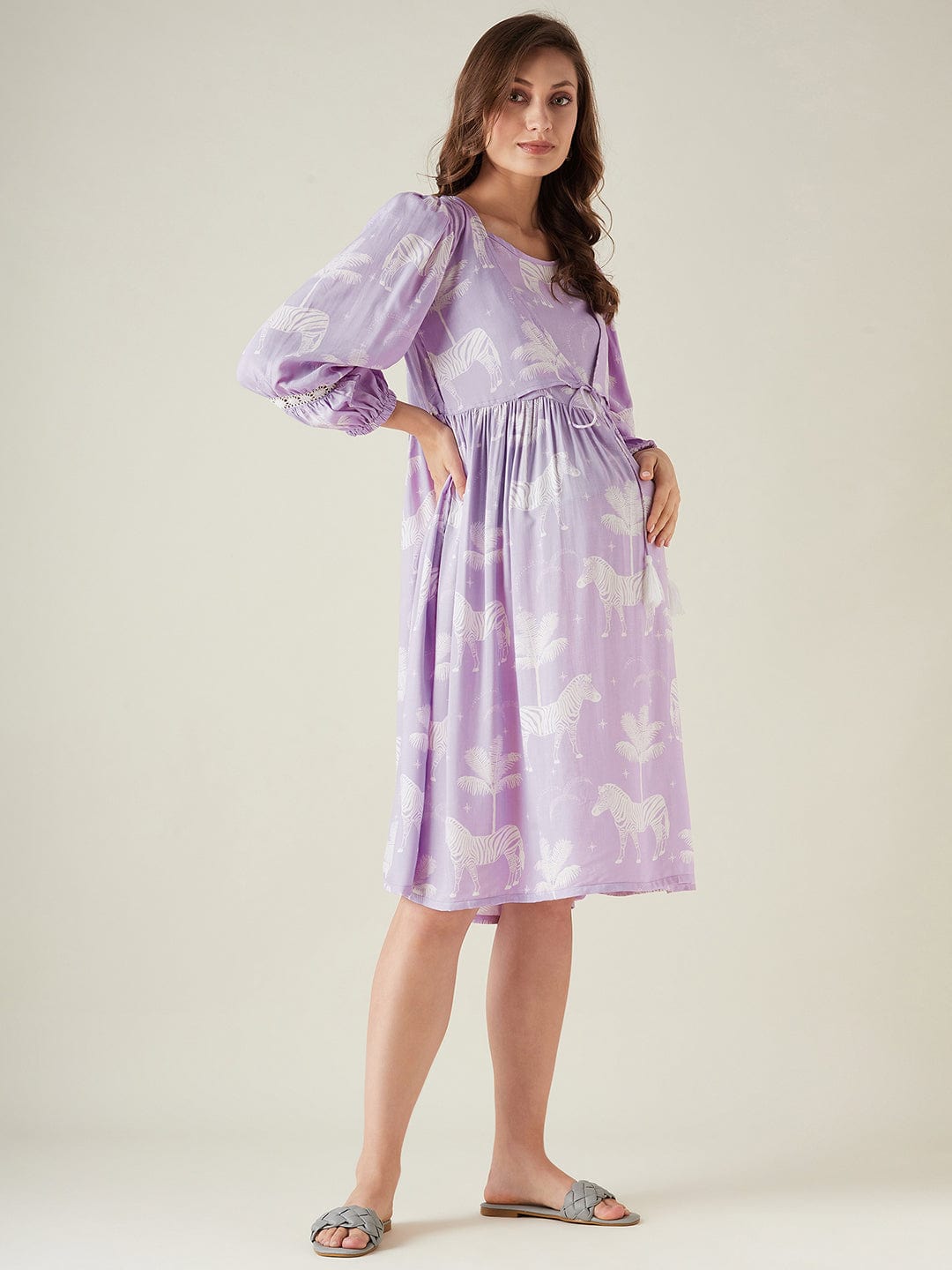 The Kaftan Company Dresses Purple zebras maternity and feeding dress