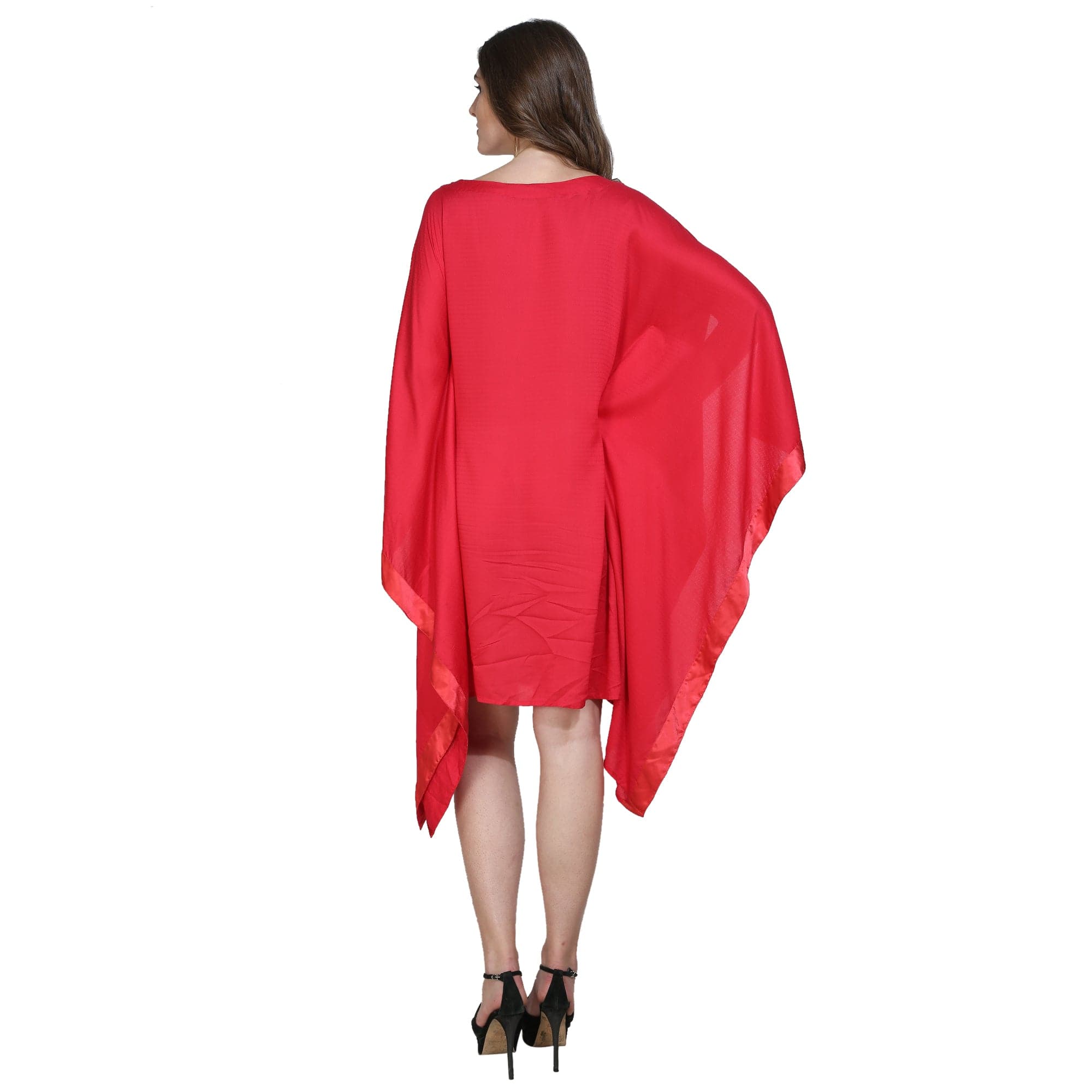 The Kaftan Company Dresses Red Hand Embellished Modal Kaftan Dress - (Clearance - Final Sale)