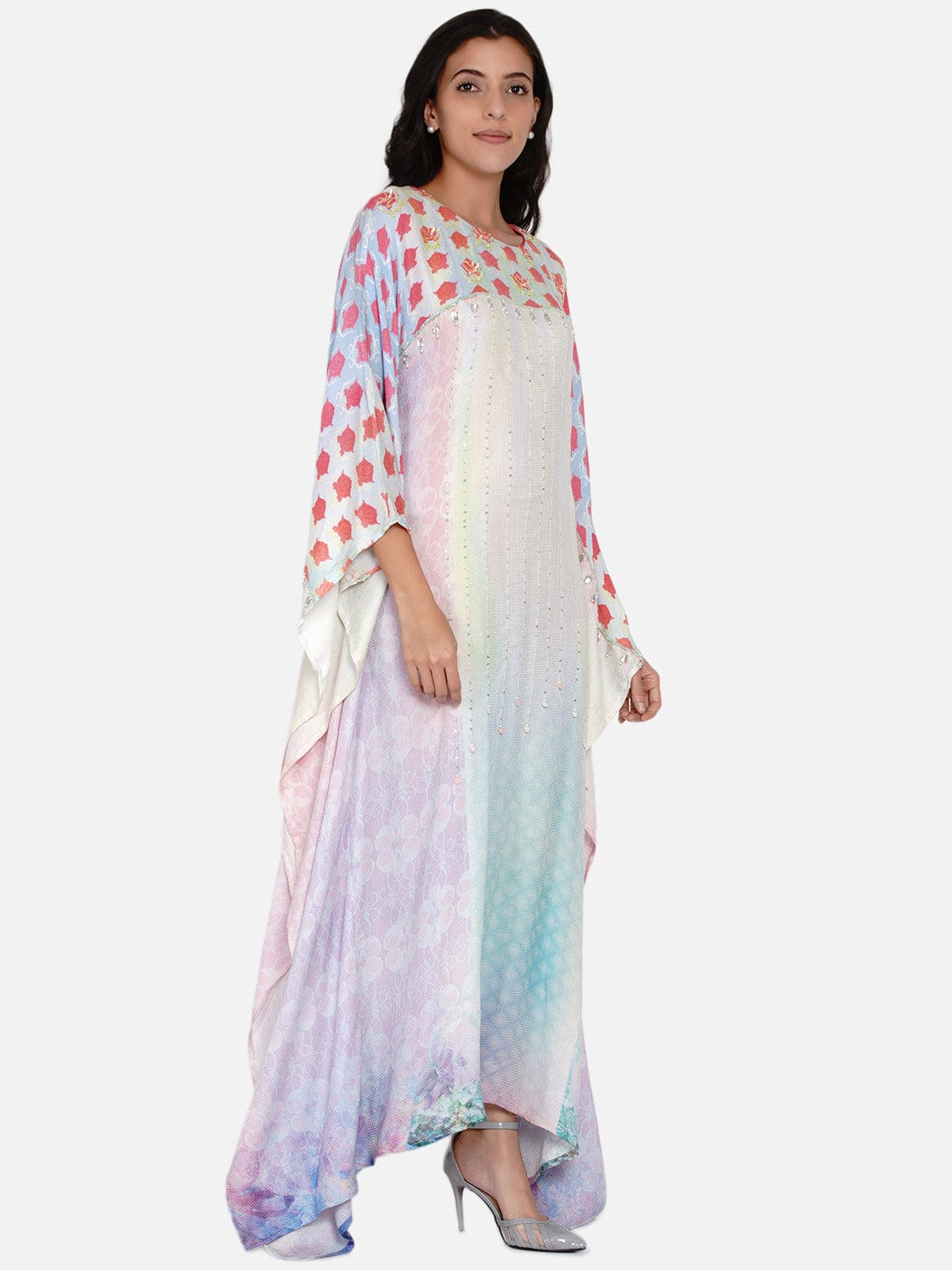 The Kaftan Company Dresses Roses Bejewelled Embellished Pastel Maxi Kaftan - (Clearance - Final Sale)