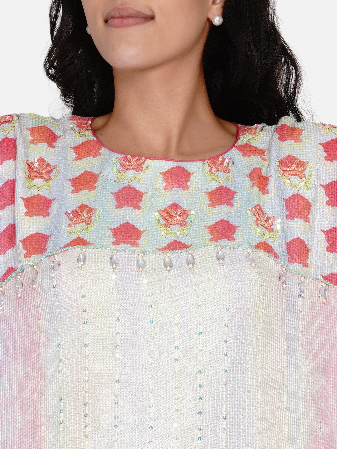 The Kaftan Company Dresses Roses Bejewelled Embellished Pastel Maxi Kaftan - (Clearance - Final Sale)