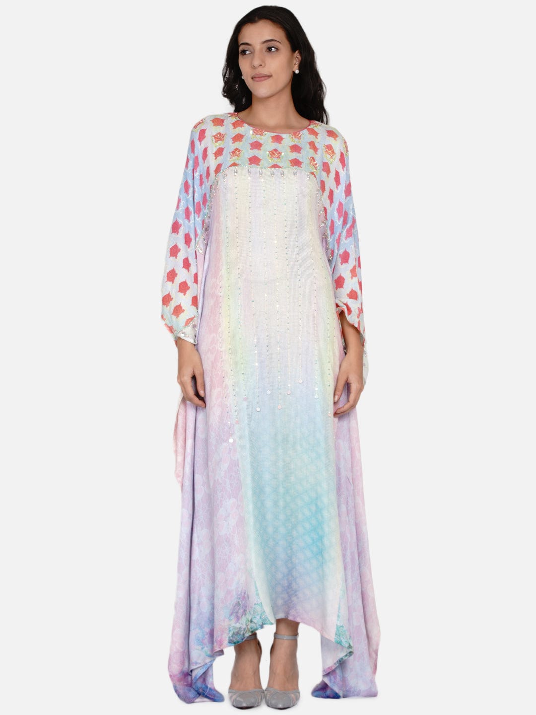 The Kaftan Company Dresses Roses Bejewelled Embellished Pastel Maxi Kaftan - (Clearance - Final Sale)