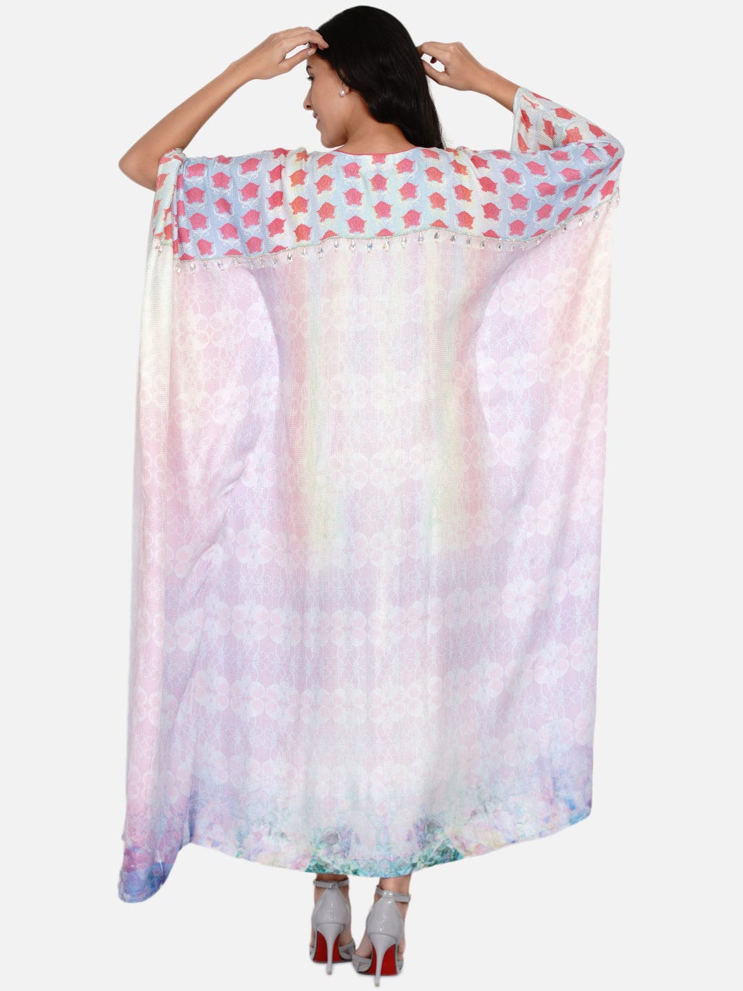 The Kaftan Company Dresses Roses Bejewelled Embellished Pastel Maxi Kaftan - (Clearance - Final Sale)