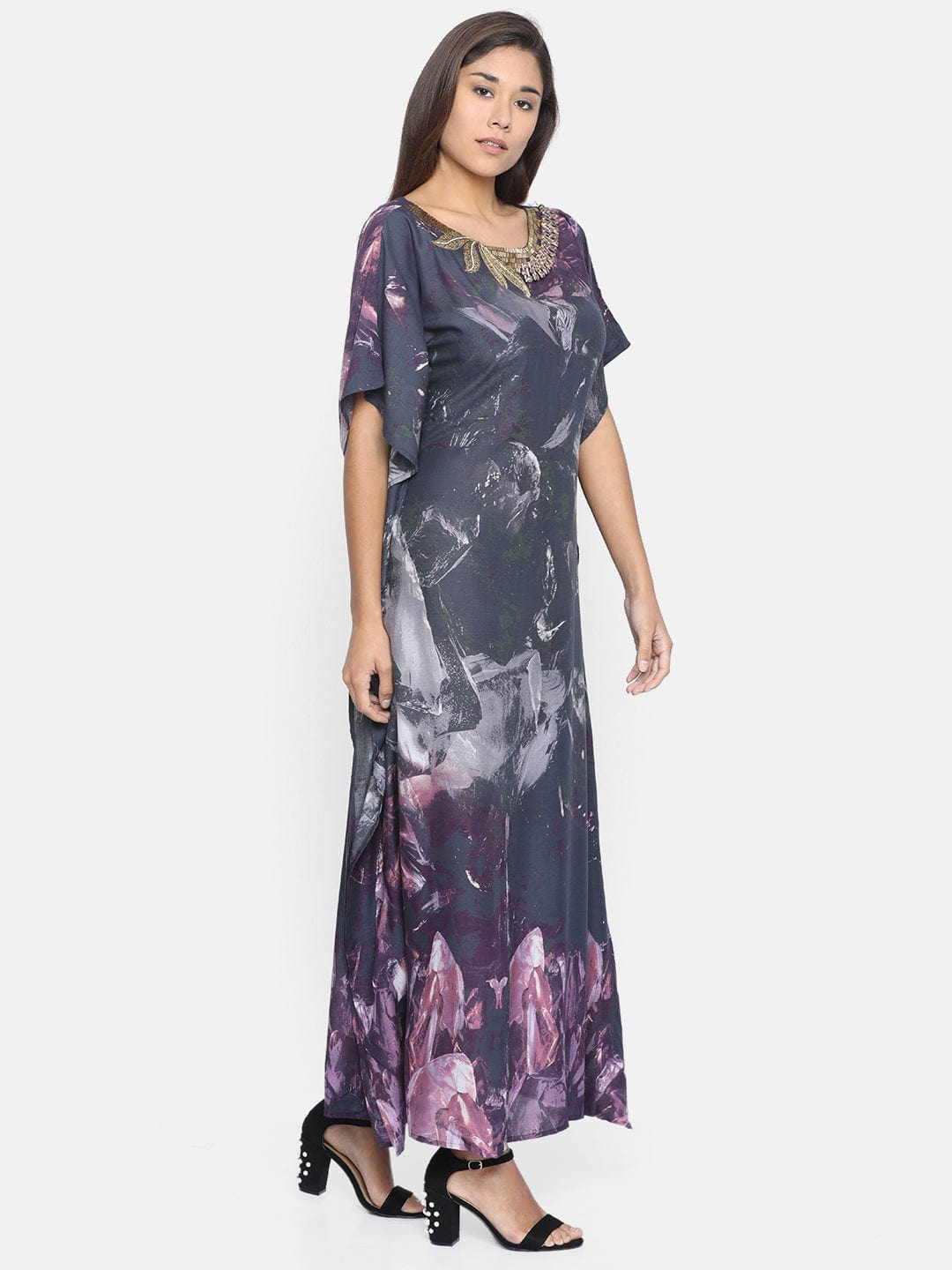 The Kaftan Company Dresses SMUDGED SKY EMBELLISHED KAFTAN DRESS - (Clearance - Final Sale)