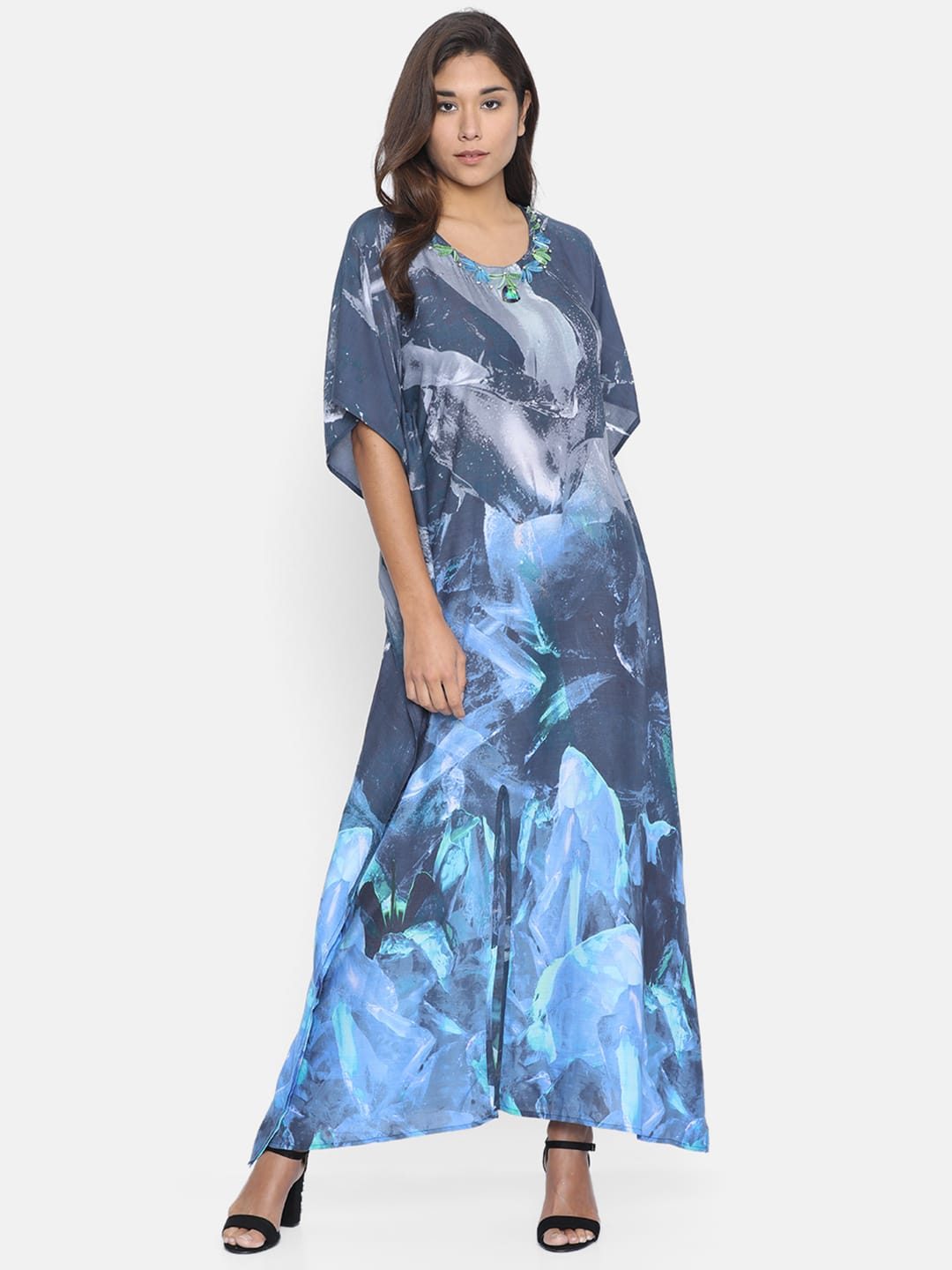 The Kaftan Company Dresses SMUDGED SKY EMBELLISHED KAFTAN DRESS - (Clearance - Final Sale)