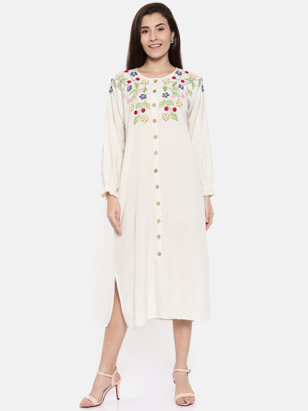 The Kaftan Company Dresses WHITE EMBROIDERED DRESS - (Clearance - Final Sale)