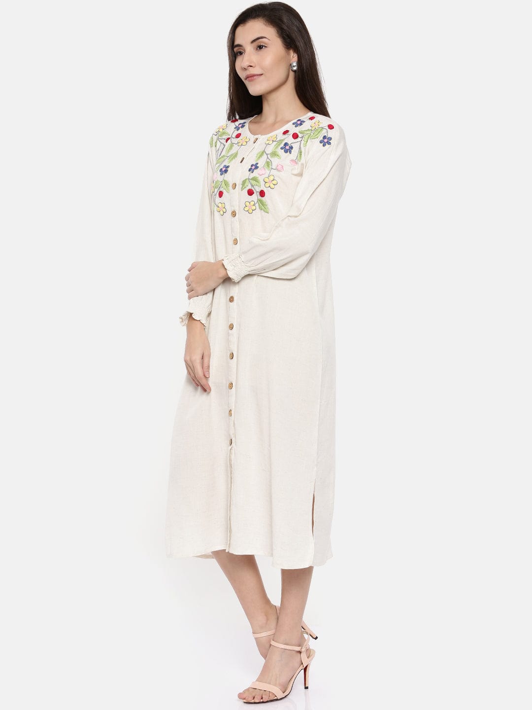 The Kaftan Company Dresses WHITE EMBROIDERED DRESS - (Clearance - Final Sale)