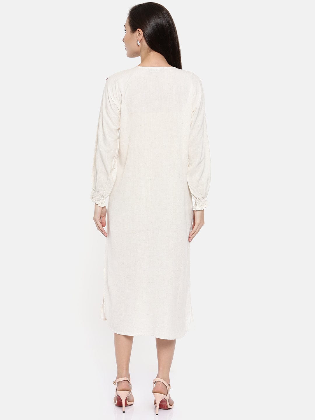 The Kaftan Company Dresses WHITE EMBROIDERED DRESS - (Clearance - Final Sale)