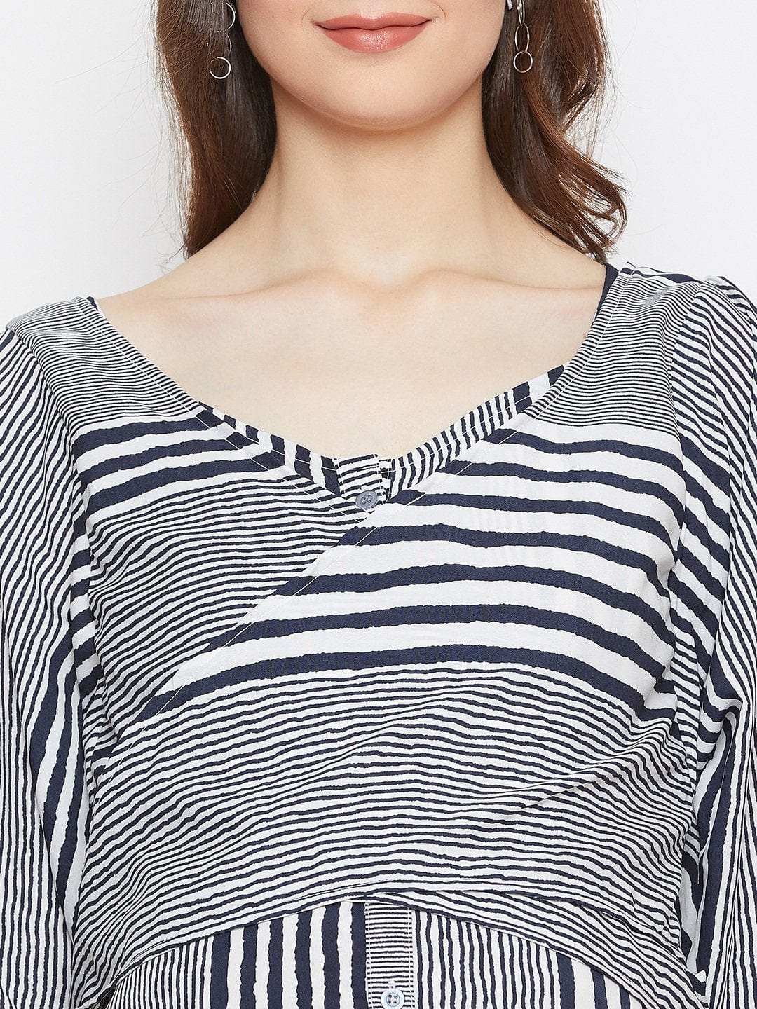 The Kaftan Company Dresses Women White Striped Fit and Flare Maternity Dress