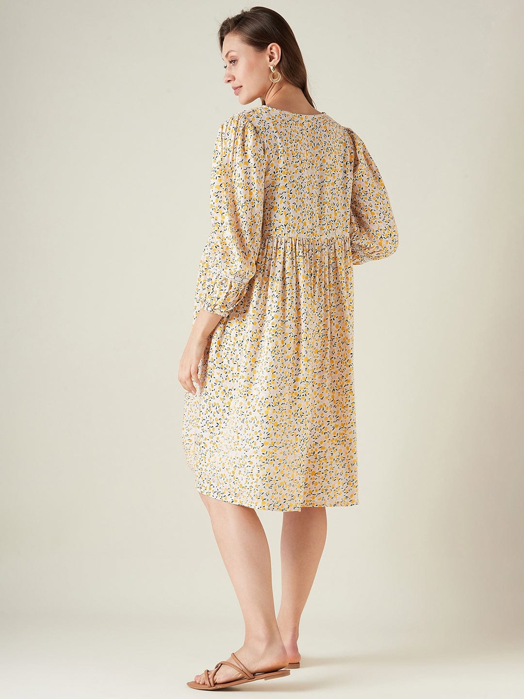 The Kaftan Company Dresses Yellow floral maternity and feeding dress