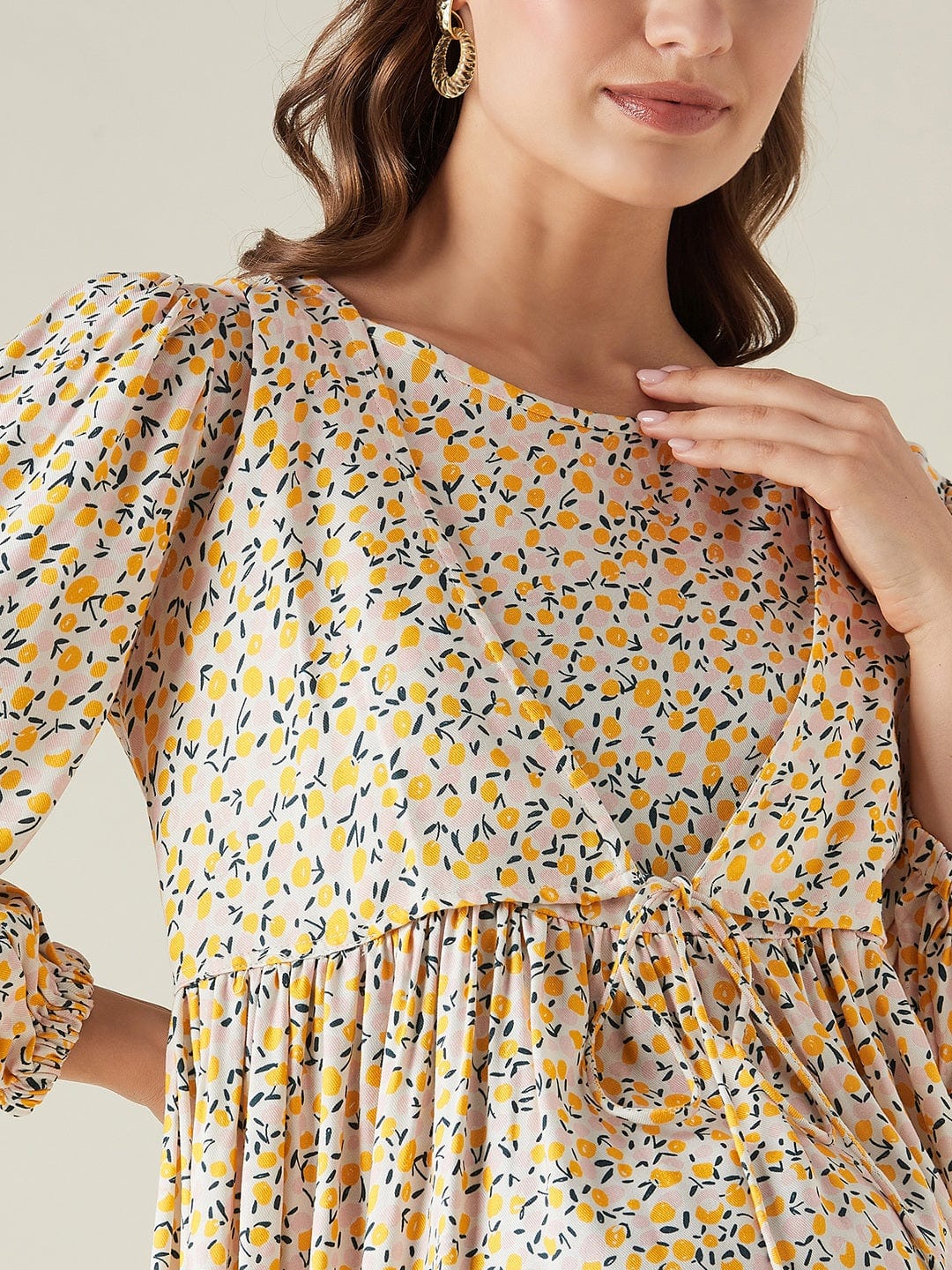 The Kaftan Company Dresses Yellow floral maternity and feeding dress