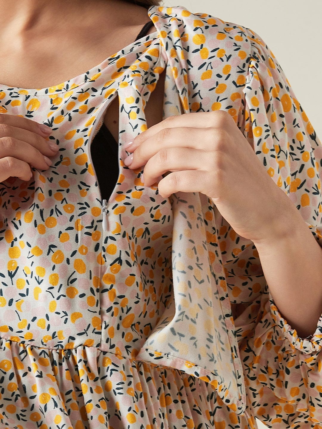 The Kaftan Company Dresses Yellow floral maternity and feeding dress