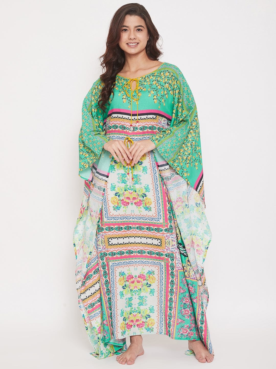 The Kaftan Company Kaftan Digital Printed Floral Cotton Maxi Kaftan (Final Sale)