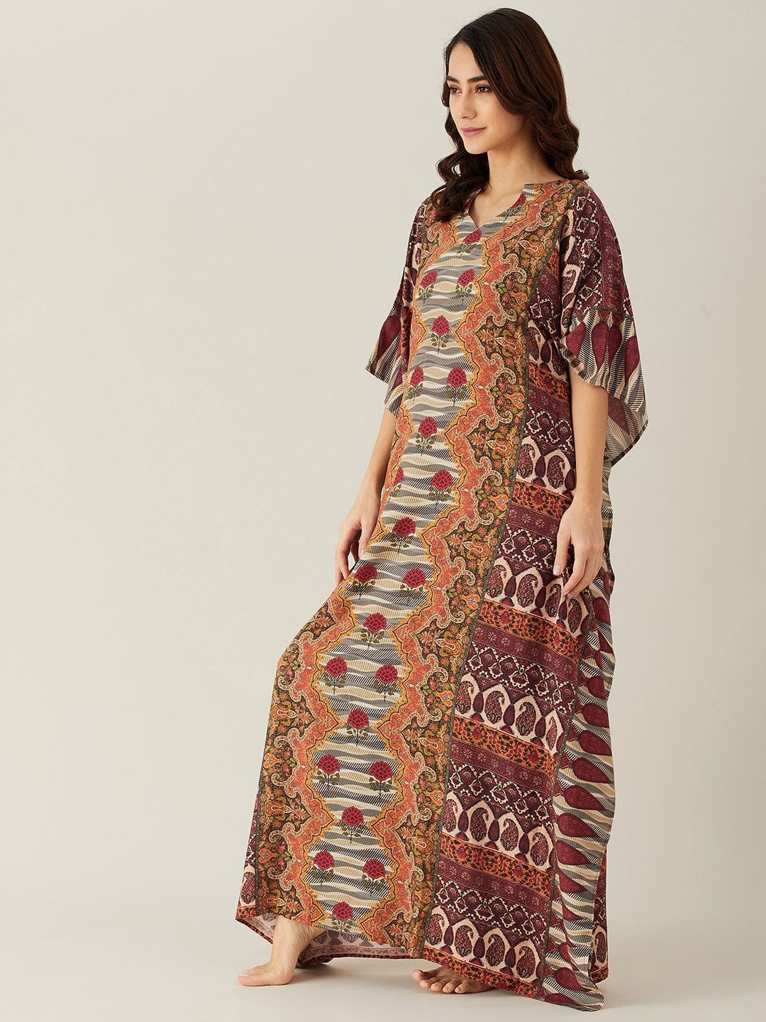 The Kaftan Company Kaftan Mustard Paisley Floret Buta Kaftan