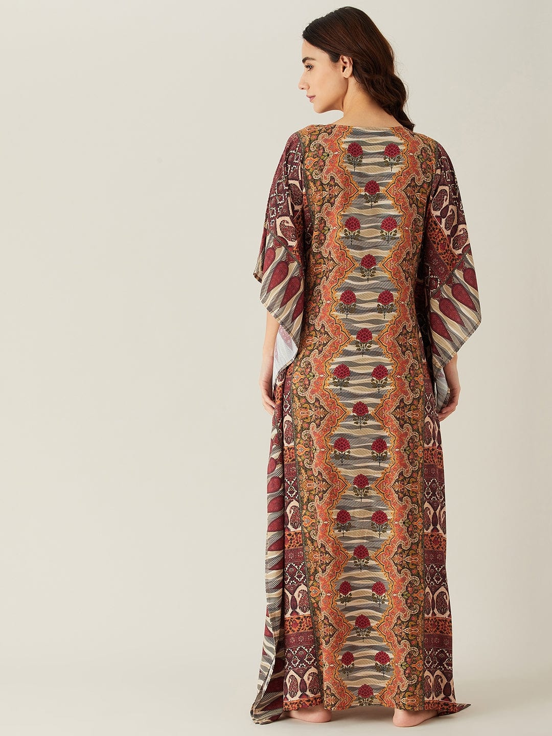 The Kaftan Company Kaftan Mustard Paisley Floret Buta Kaftan
