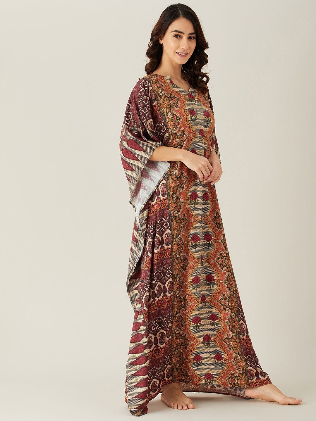 The Kaftan Company Kaftan Mustard Paisley Floret Buta Kaftan
