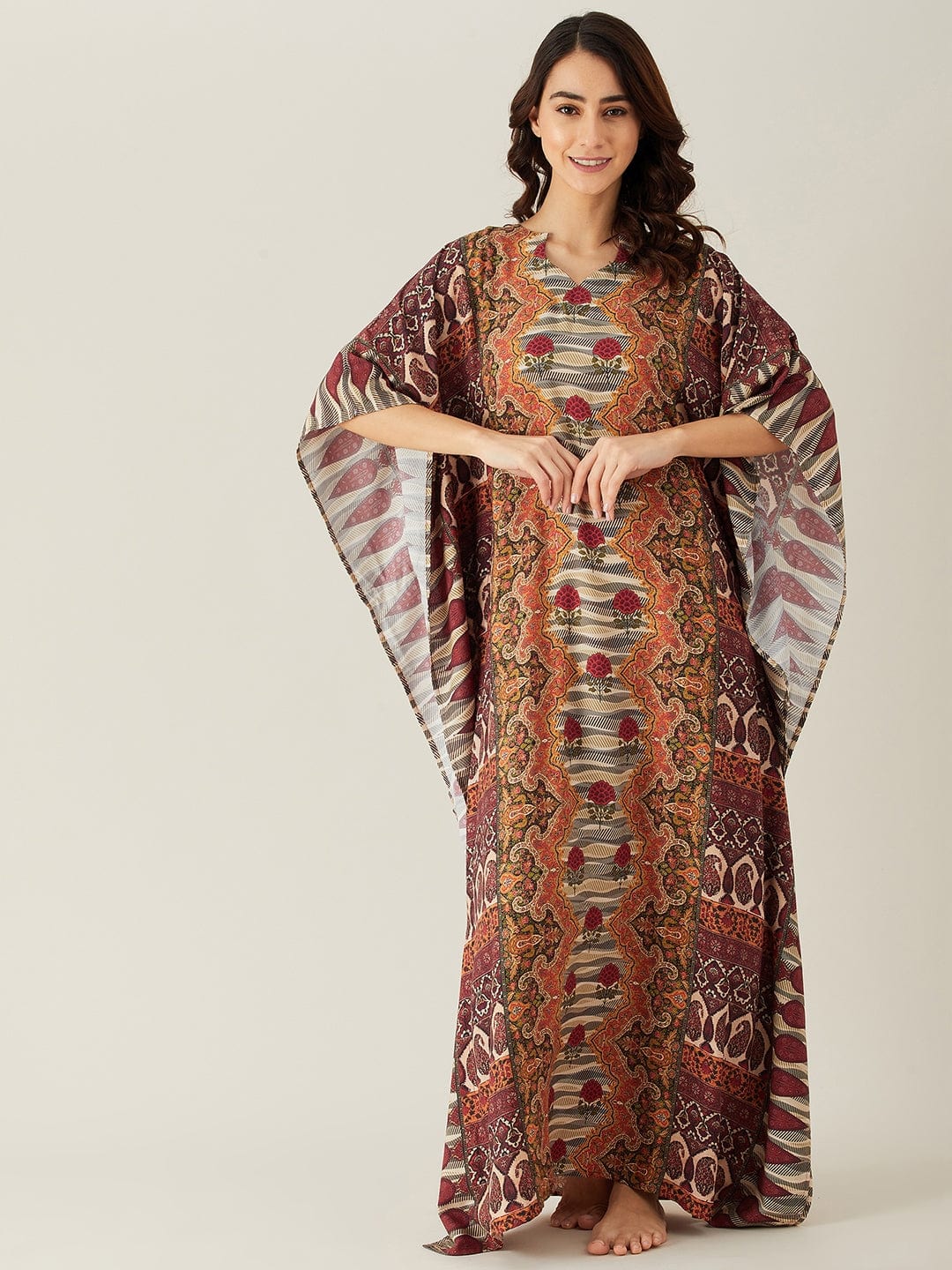 The Kaftan Company Kaftan Mustard Paisley Floret Buta Kaftan