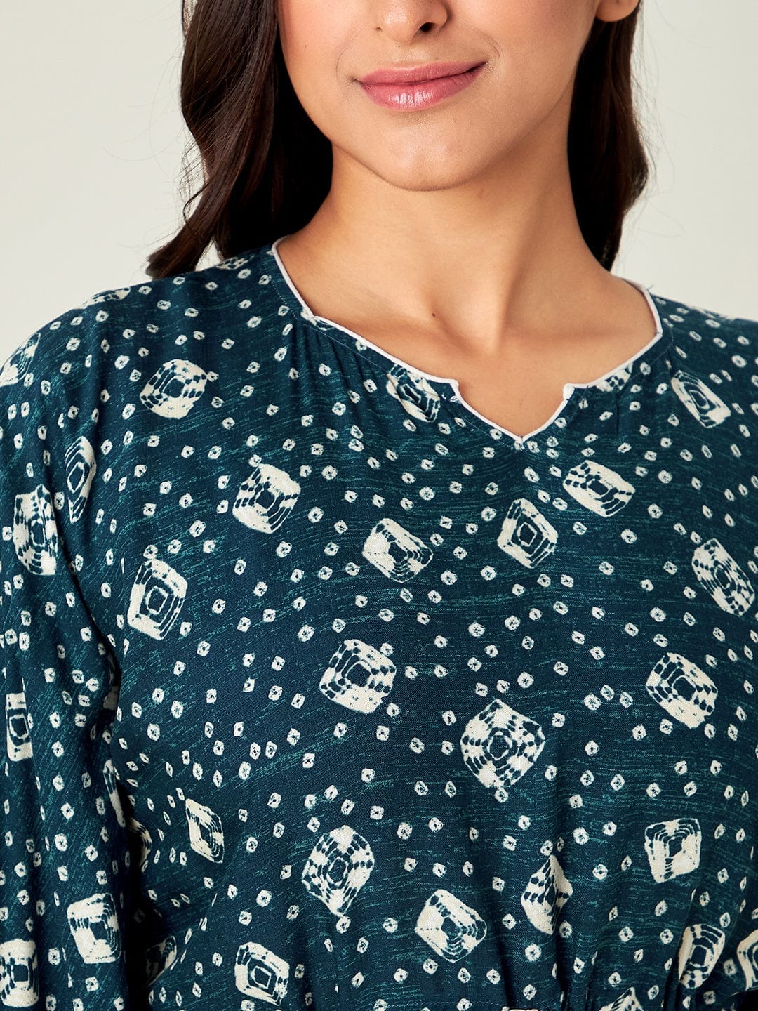 The Kaftan Company Kaftan Navy Blue Bandhani Loungewear Kaftan