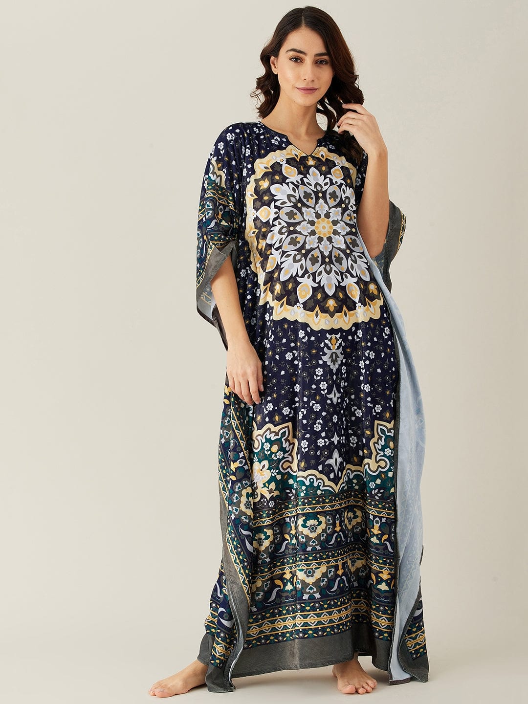 The Kaftan Company Kaftan Olive Moroccan Symmetry Velvet Maxi Kaftan - (Clearance - Final Sale)