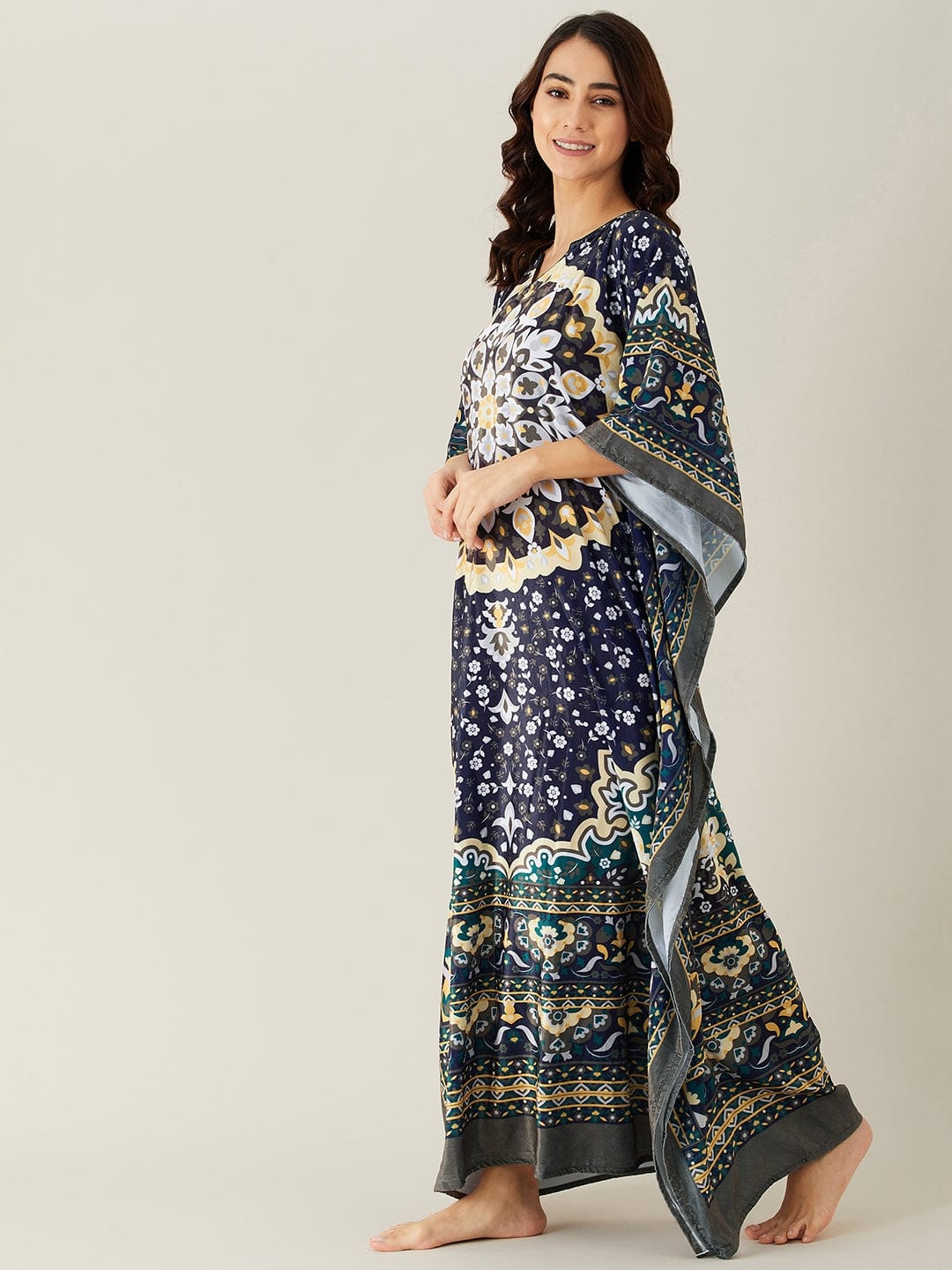 The Kaftan Company Kaftan Olive Moroccan Symmetry Velvet Maxi Kaftan - (Clearance - Final Sale)