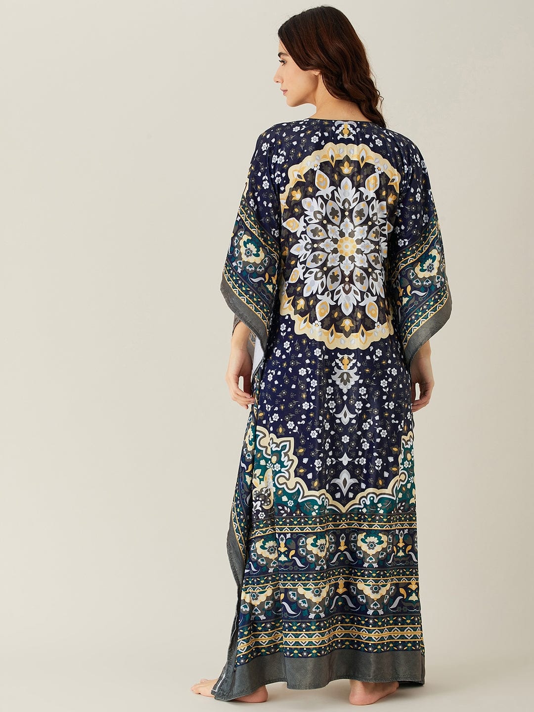 The Kaftan Company Kaftan Olive Moroccan Symmetry Velvet Maxi Kaftan - (Clearance - Final Sale)