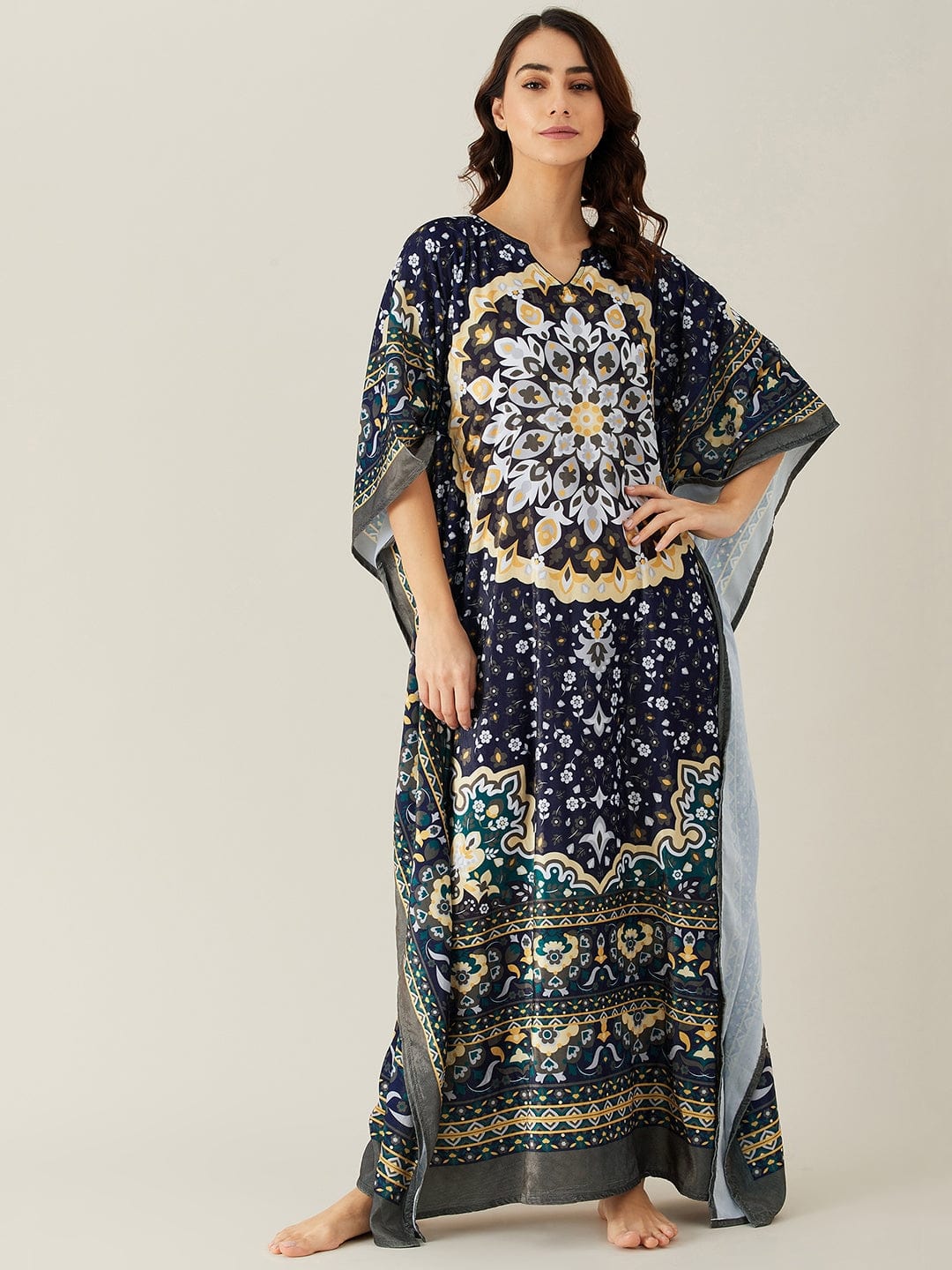The Kaftan Company Kaftan Olive Moroccan Symmetry Velvet Maxi Kaftan - (Clearance - Final Sale)