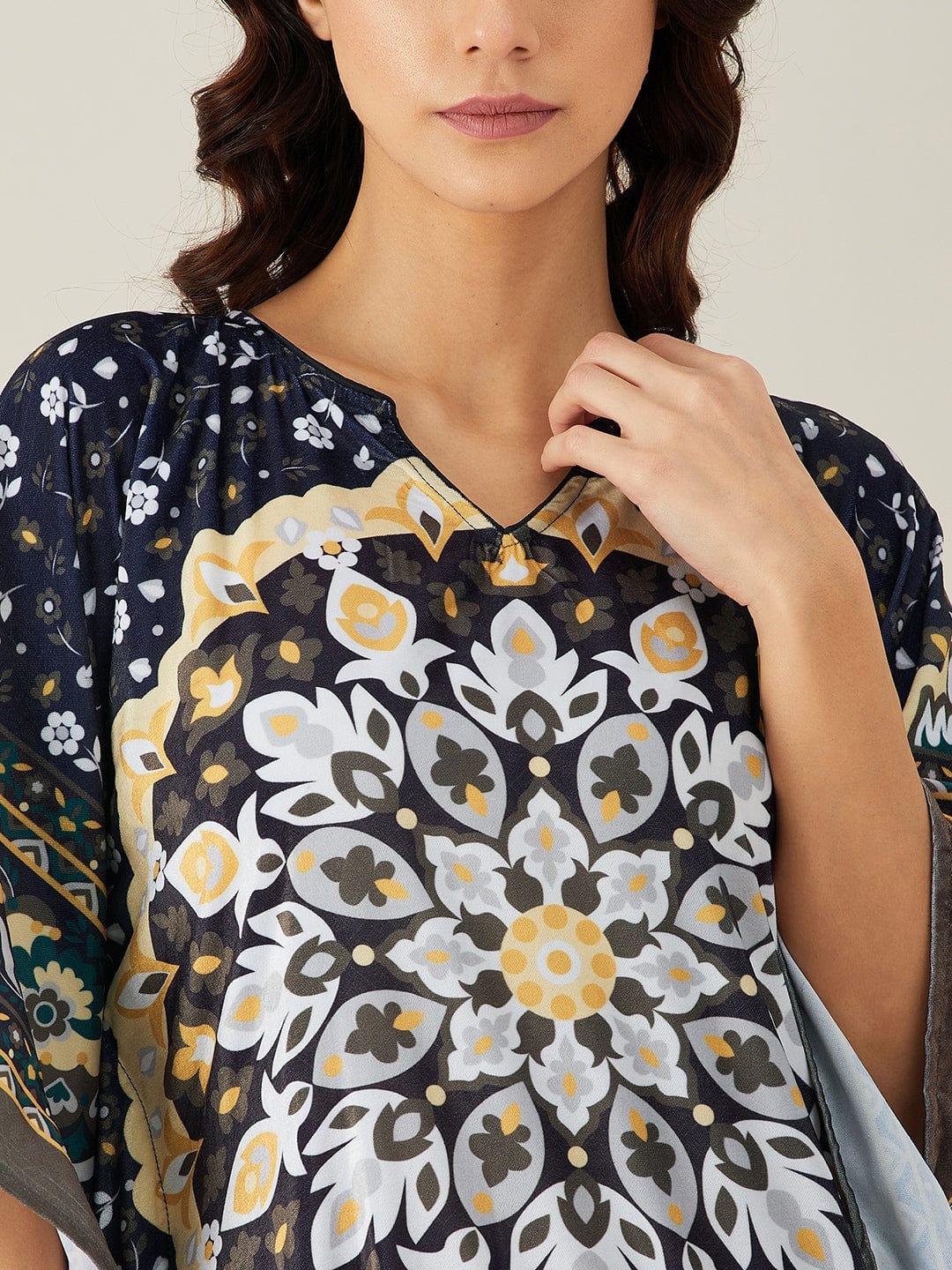 The Kaftan Company Kaftan Olive Moroccan Symmetry Velvet Maxi Kaftan - (Clearance - Final Sale)