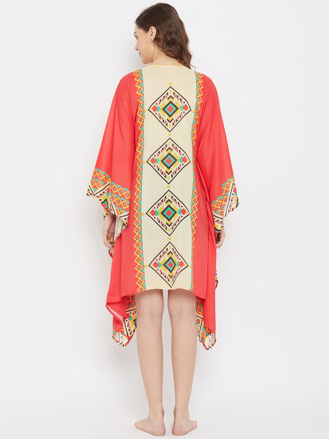 The Kaftan Company Kaftan Orange Boho Modal Digital Printed Resort Kaftan