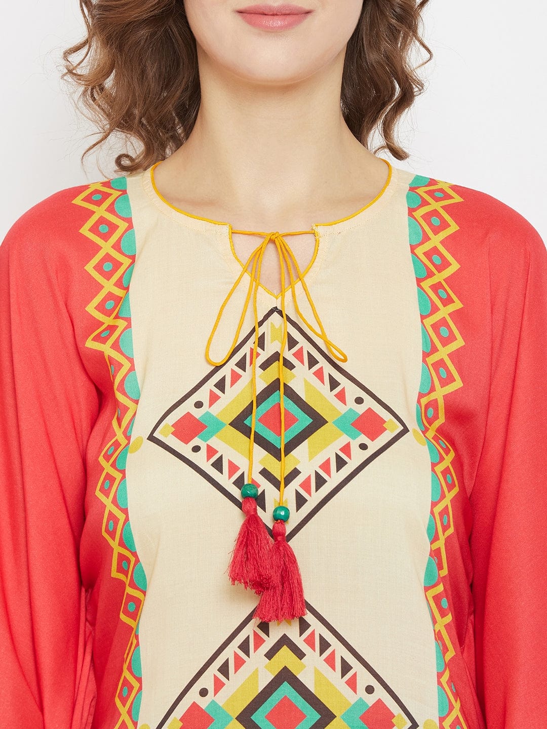 The Kaftan Company Kaftan Orange Boho Modal Digital Printed Resort Kaftan