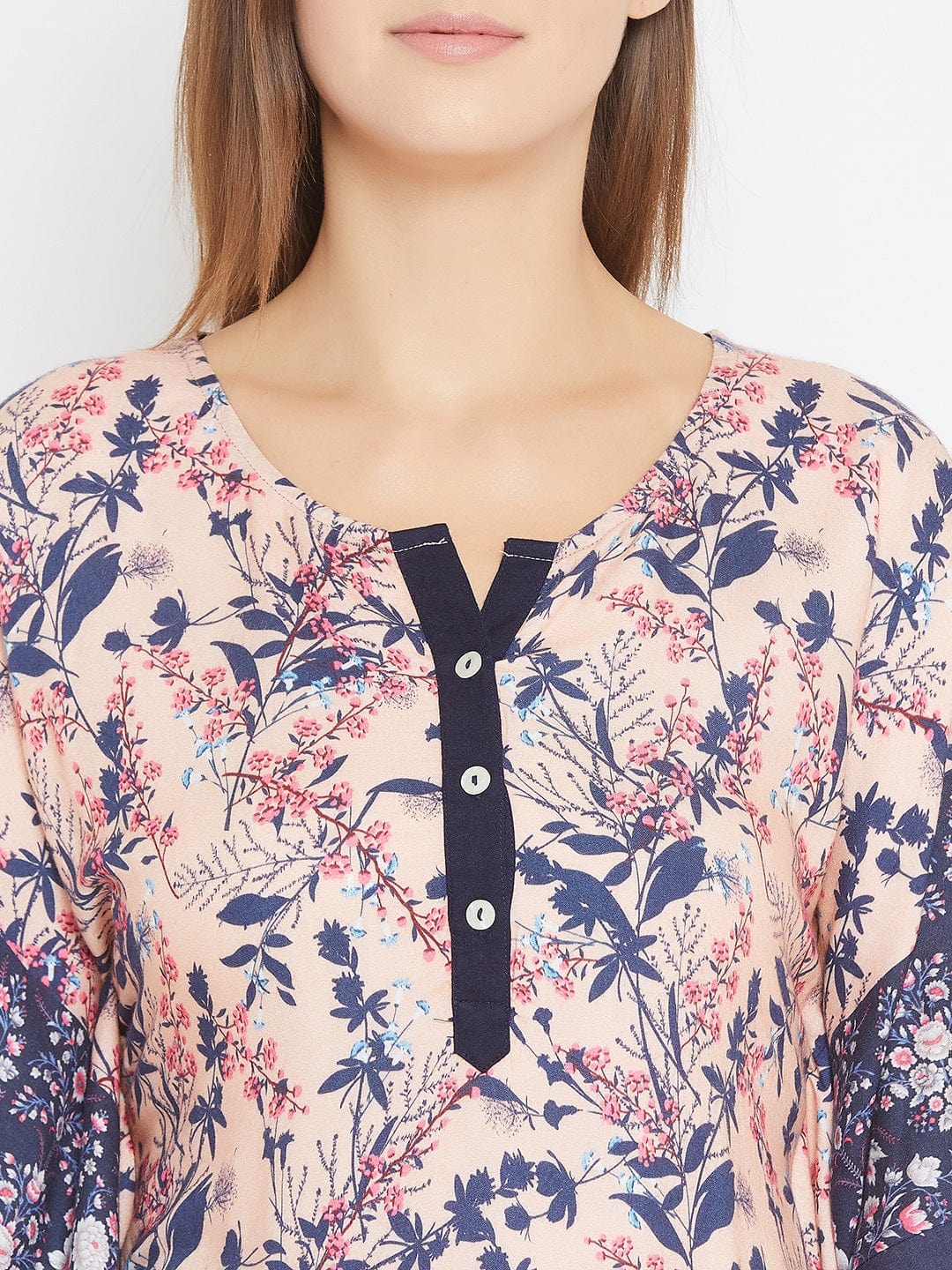 The Kaftan Company Kaftan Peach Floral Maxi Kaftan