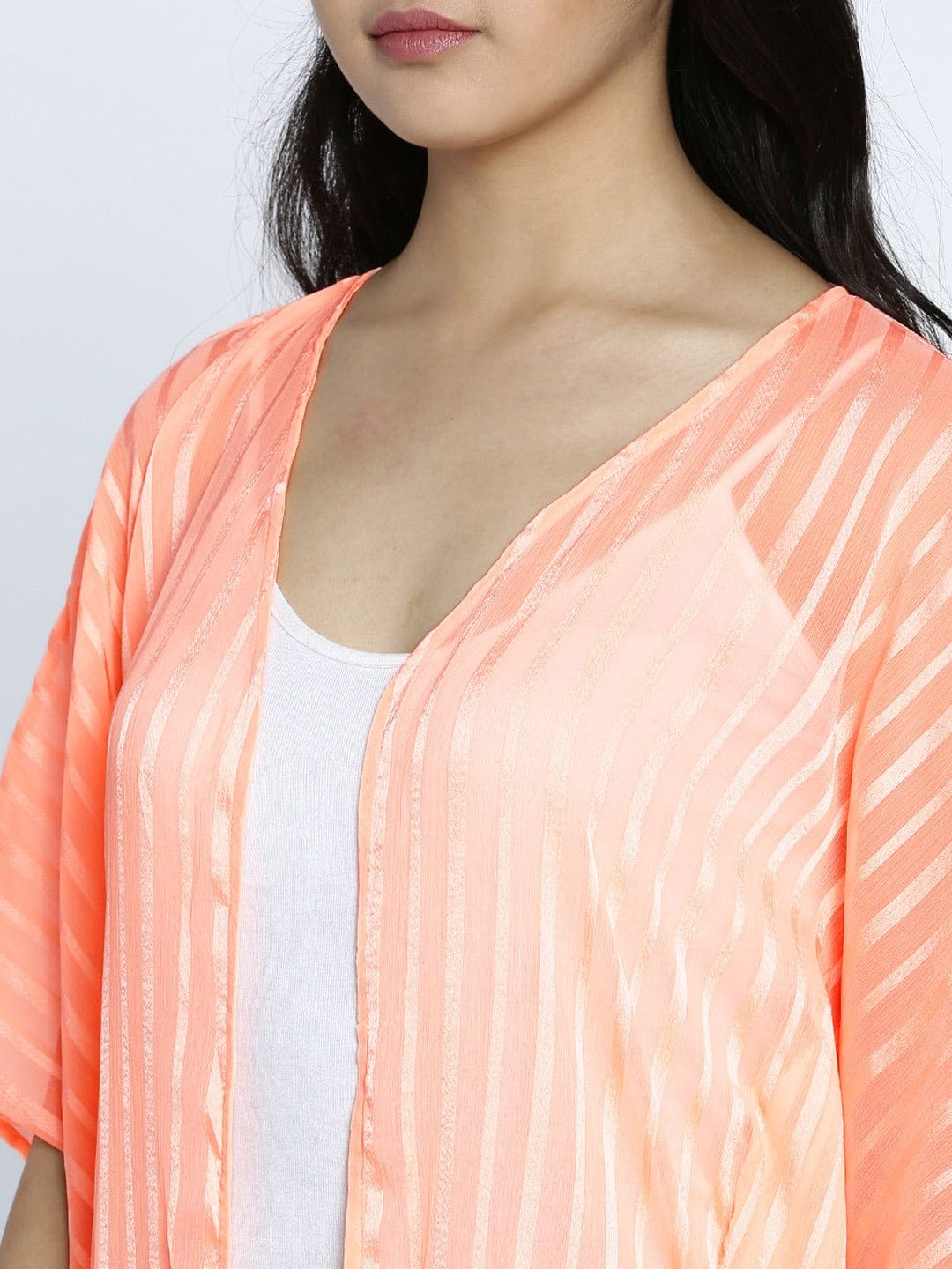The Kaftan Company Kaftan Peach Lines Shrug - (Clearance - Final Sale)
