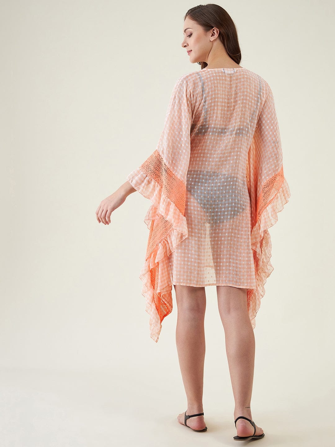 The Kaftan Company Kaftan Peachy Checks Resort Kaftan