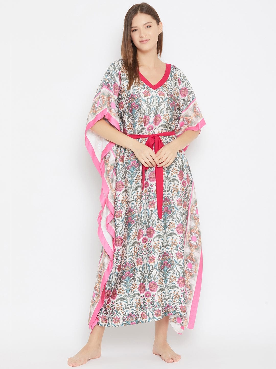 The Kaftan Company Kaftan Royal Gardenia White Maxi Kaftan