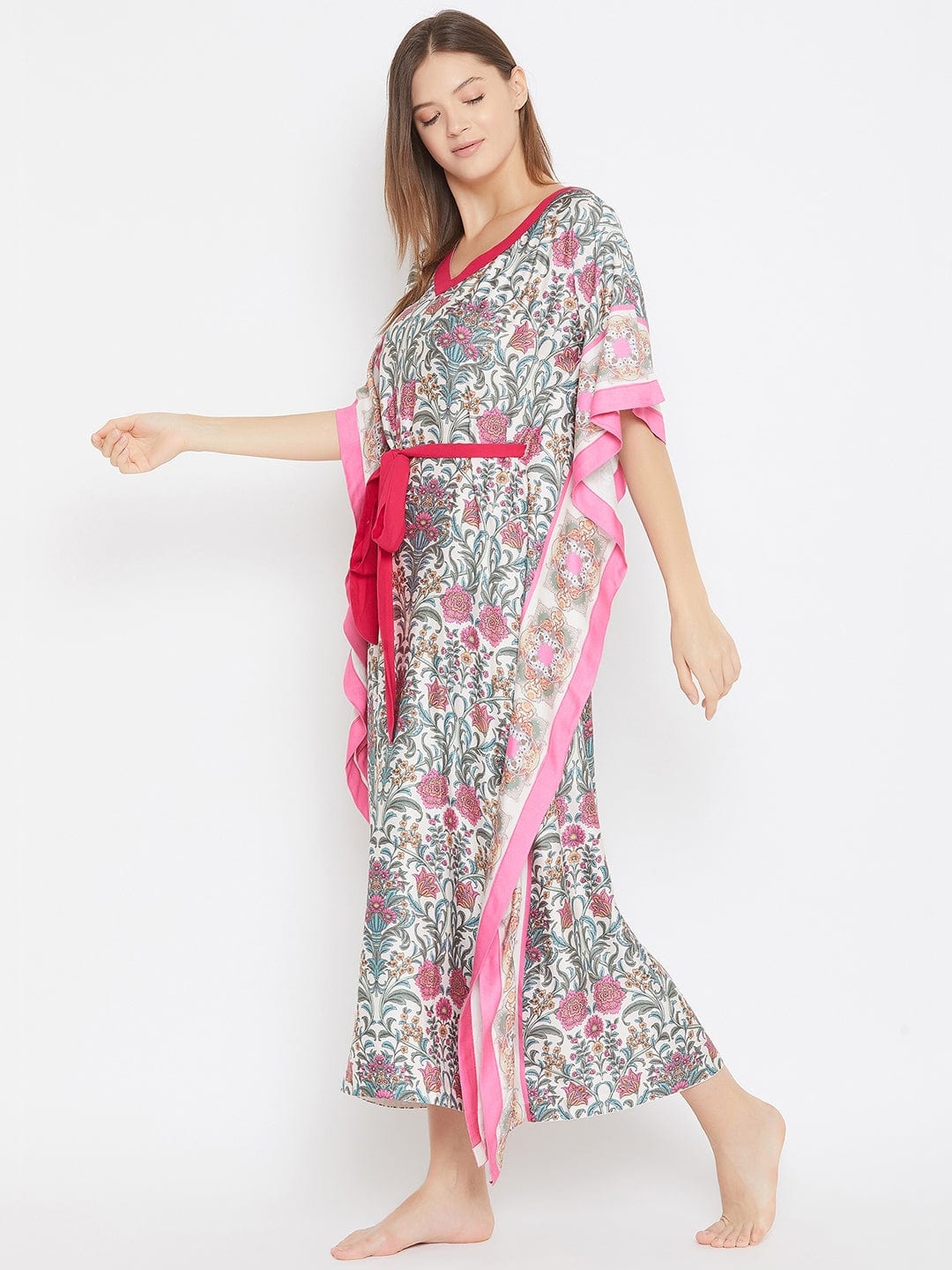 The Kaftan Company Kaftan Royal Gardenia White Maxi Kaftan