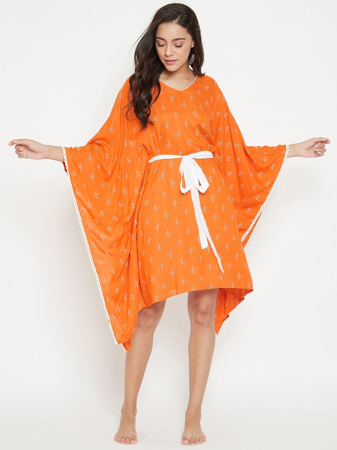 The Kaftan Company Kaftan Sunset Sorbet Kaftan with Belt - (Clearance - Final Sale)