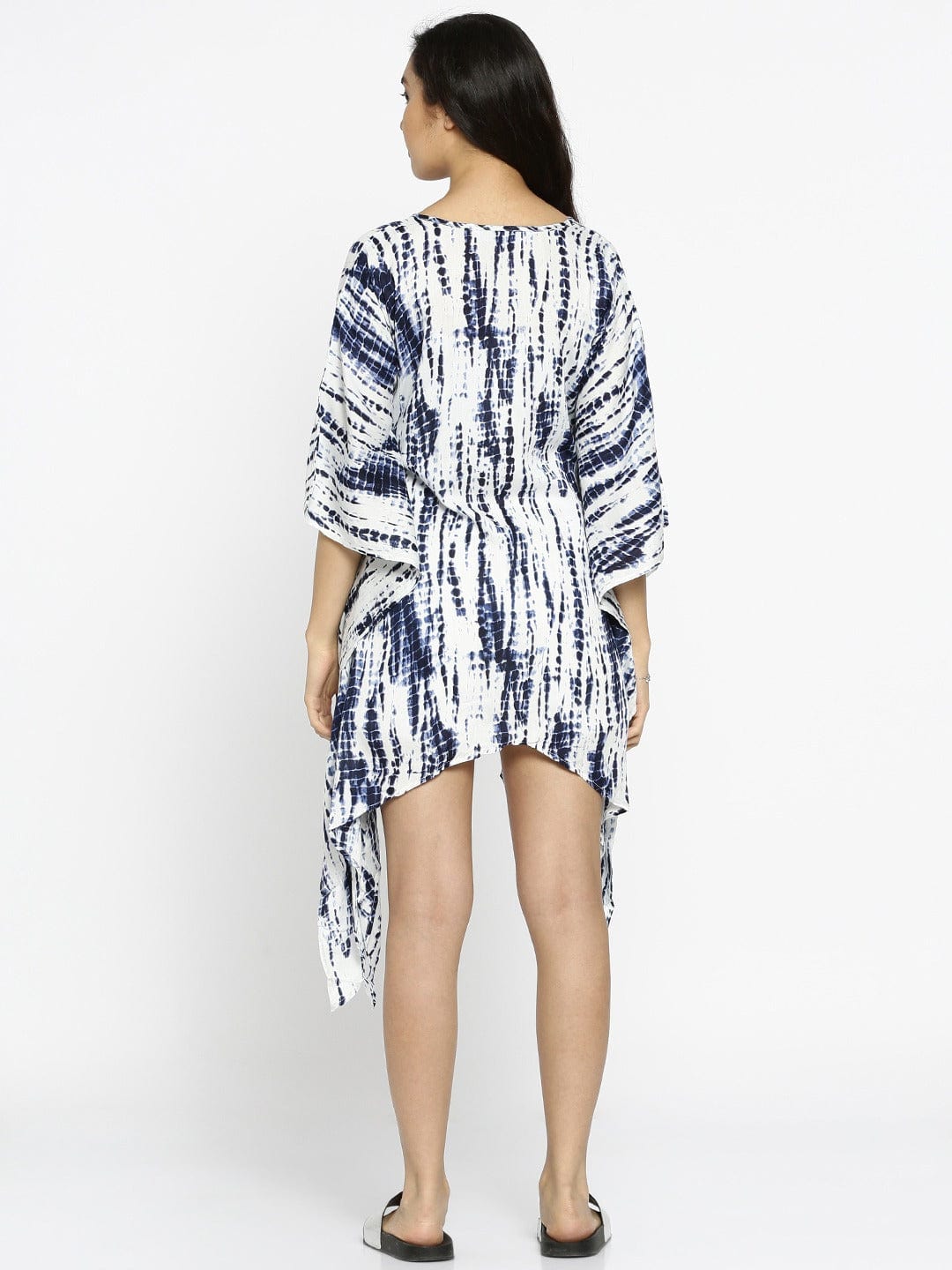 The Kaftan Company Kaftan White & Blue Printed Cover-Up Top - (Clearance - Final Sale)