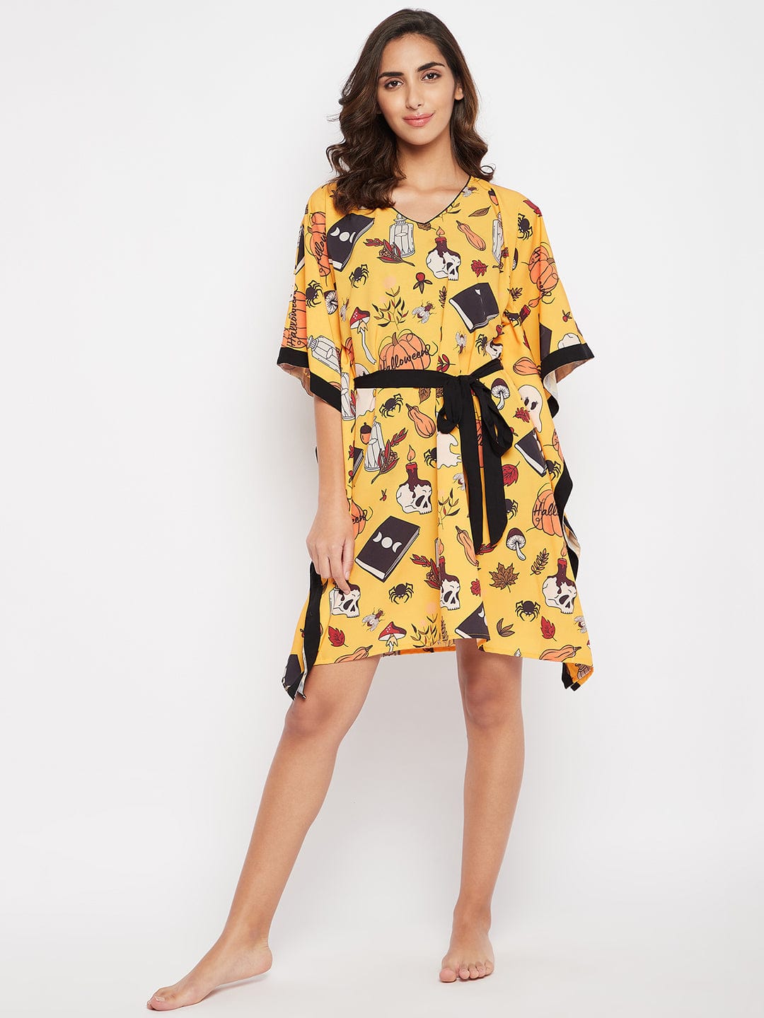 The Kaftan Company Kaftan Yellow Comfort Fit Halloween Kaftan Dress