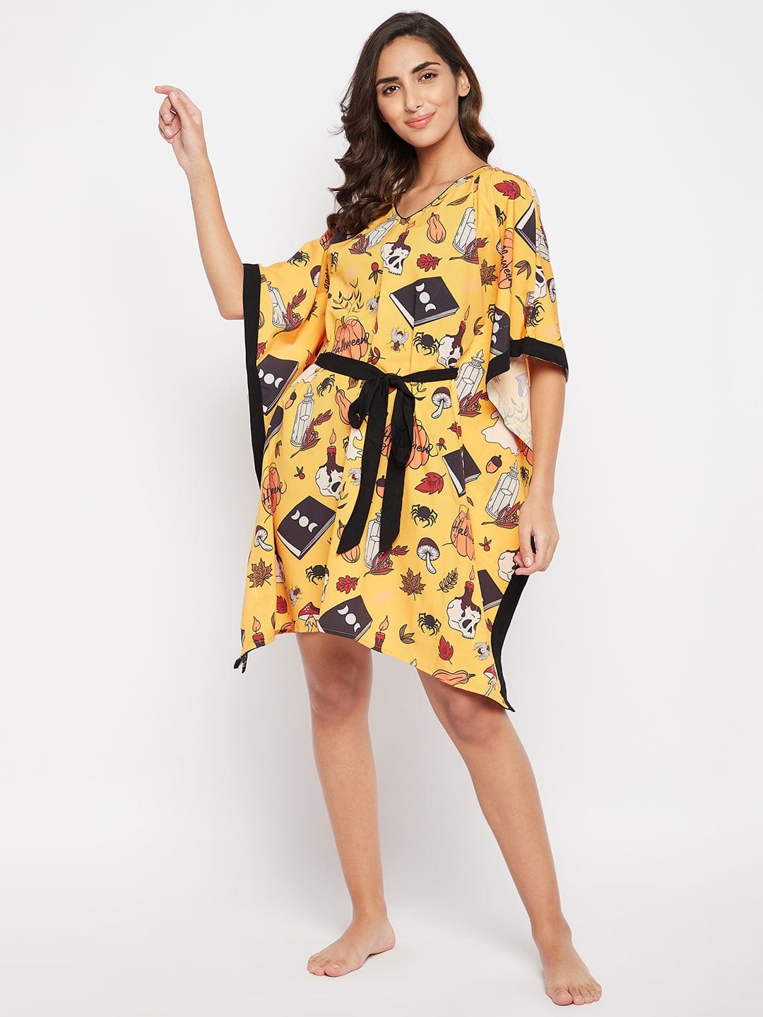 The Kaftan Company Kaftan Yellow Comfort Fit Halloween Kaftan Dress