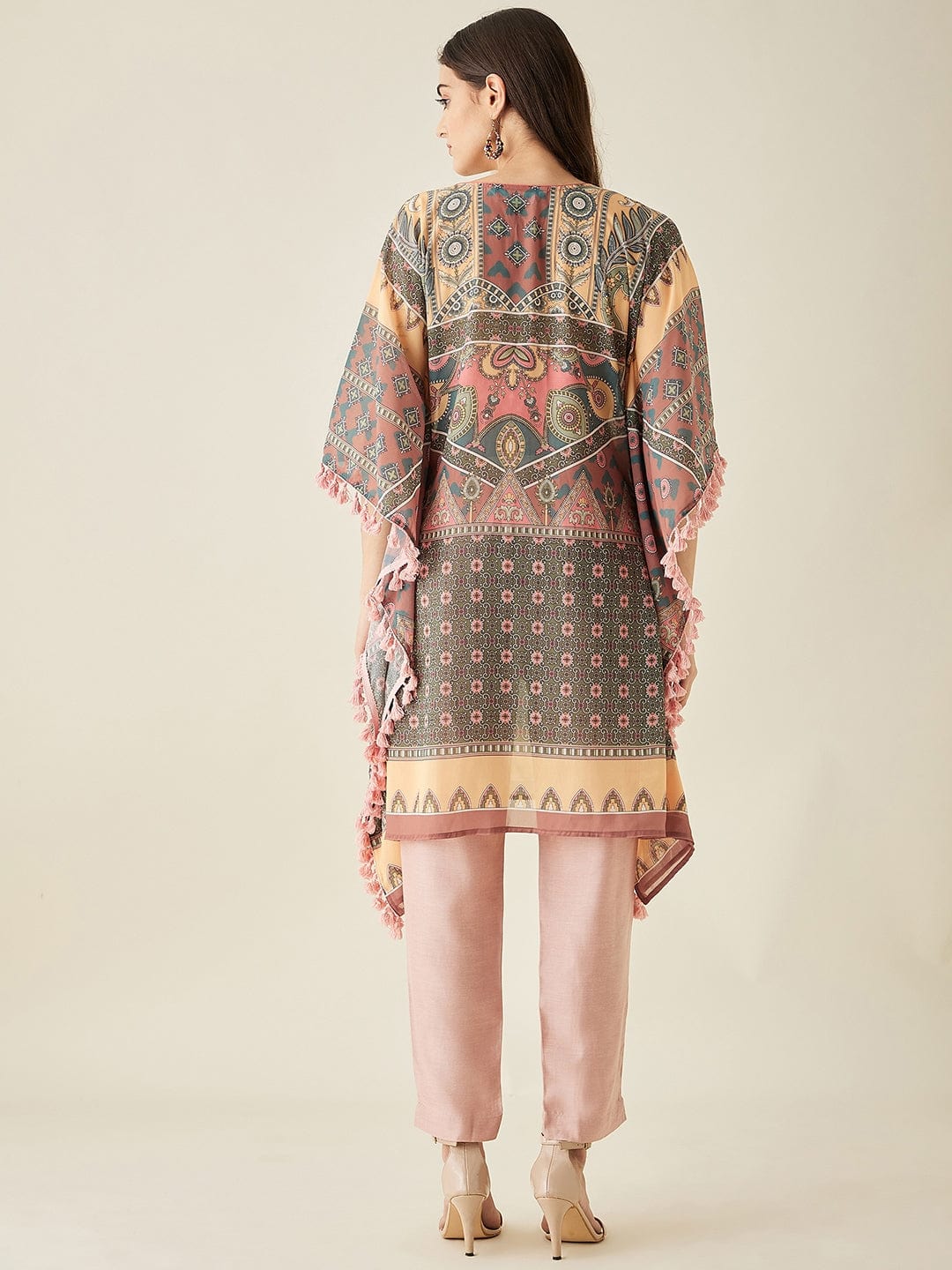 The Kaftan Company Kurta Green Abstract Floral Printed Kaftan Kurta