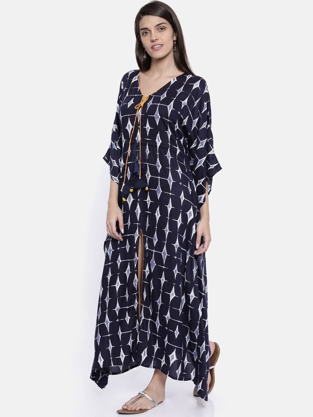 The Kaftan Company Kurta Indigo Trapezoid Kaftan Kurta with Slit - (Clearance - Final Sale)